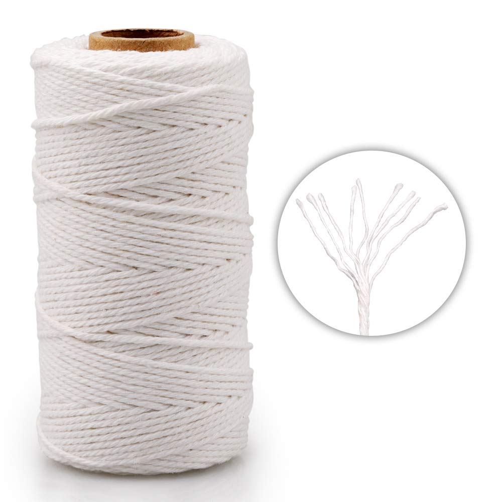 G2PLUS White String, Cotton Bakers Twine，328 Feet 2MM Natural White Cotton String for Crafts, Gift Wrapping Twine, Home Decor, Gift Packaging