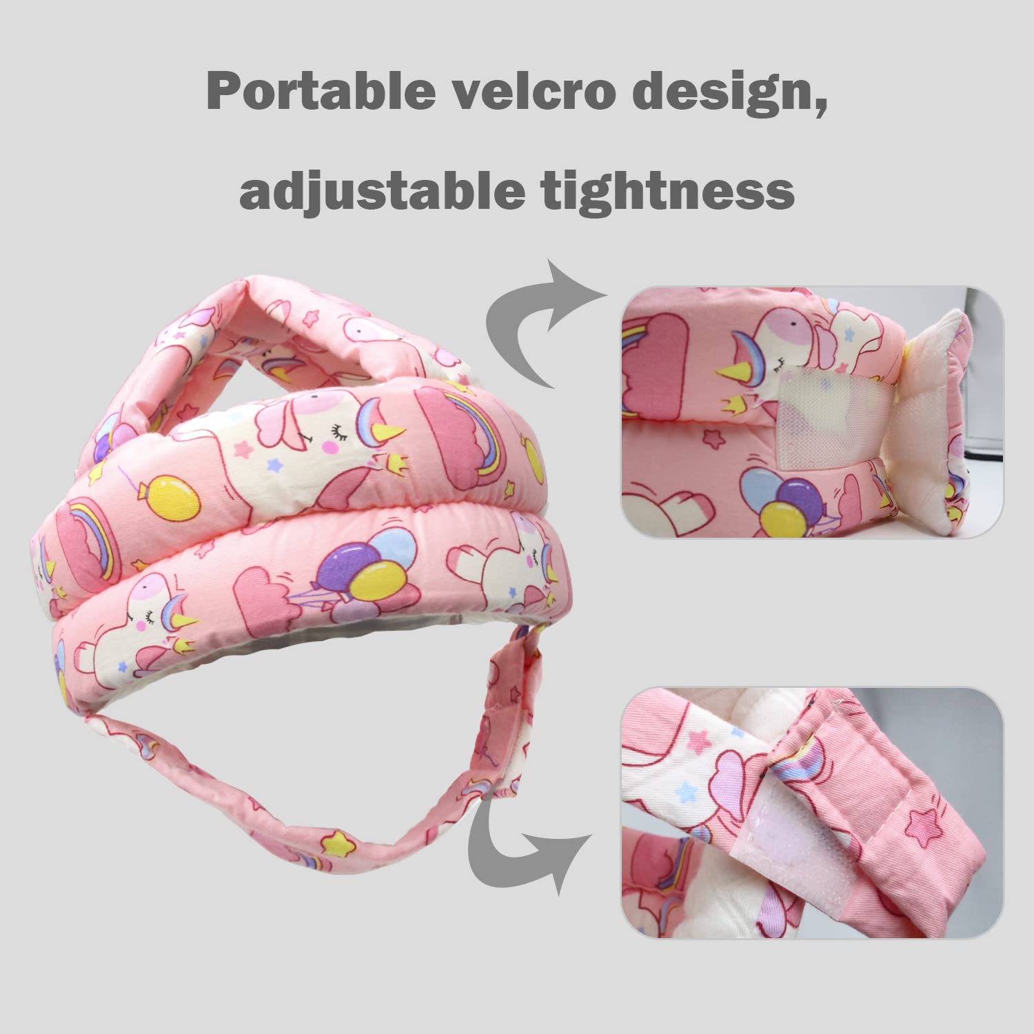 REFLYAWAY Baby Head Protector Baby Helmet for Crawling Walking, No Bumps Safety Head Adjustable Protective Cap for Walking, Playing (Unicorn)