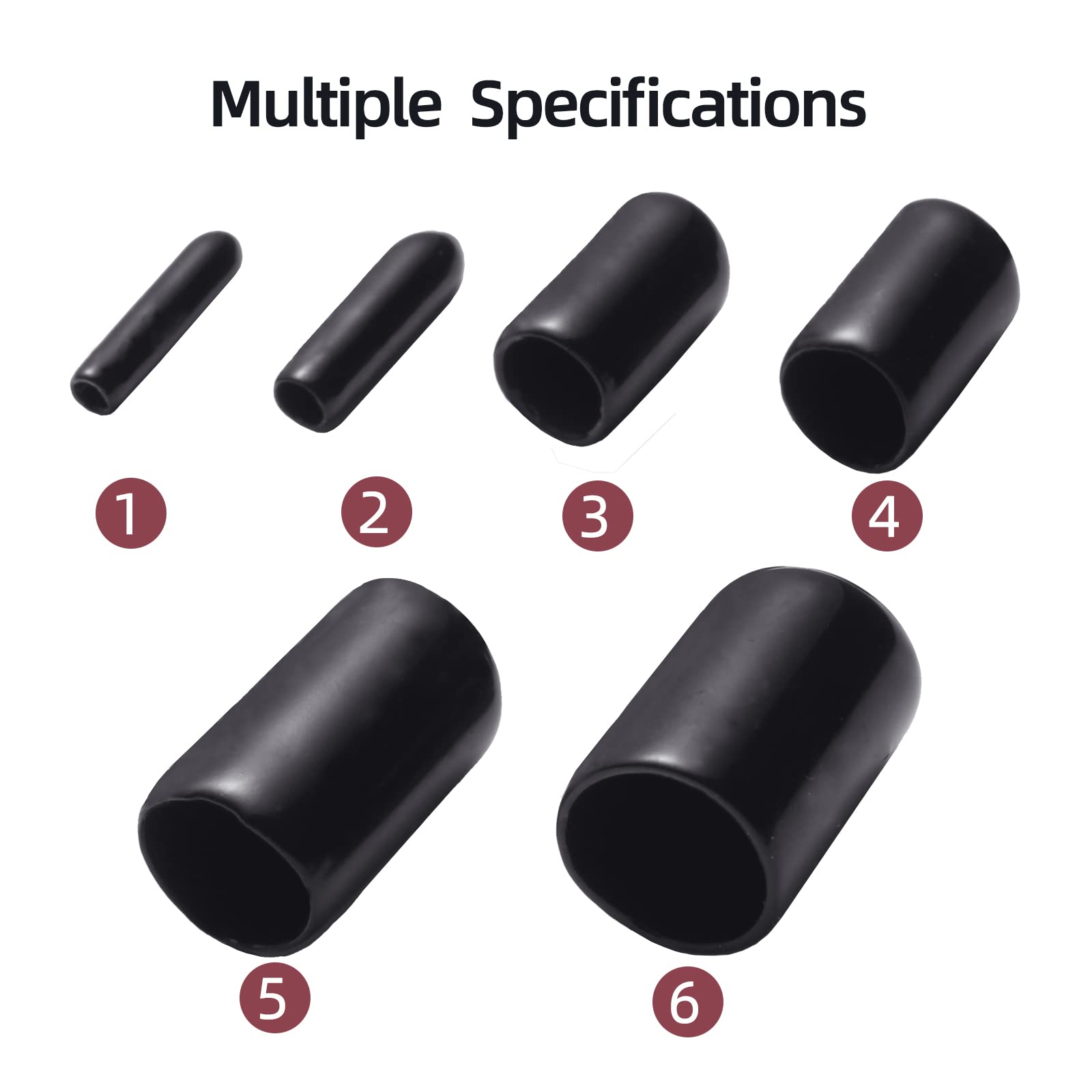 Aleric Rubber End Caps - 60pcs Flexible Screw Thread Protector Covers Rubber Bolt Covers Caps for Metal Tube Rod in 6 Sizes 2mm,3mm,6.5mm,8mm,10mm,12mm