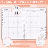 2025 Planner - Weekly & Monthly Planner Runs Jan 2025 to Dec 2025, 6.25" x 8.25", 12 Monthly Tabs, 14 Notes Page, Plastic Pocket, Flexible Cover with Twin-Wire Binding, Twig Planners 2025