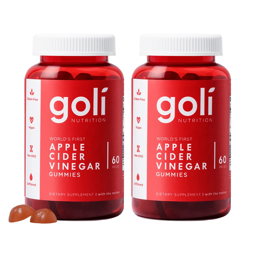 Goli Apple Cider Vinegar Gummy Vitamins - 60 Count - Vitamin B12, Gelatin-Free, Gluten-Free, Vegan & Non-GMO