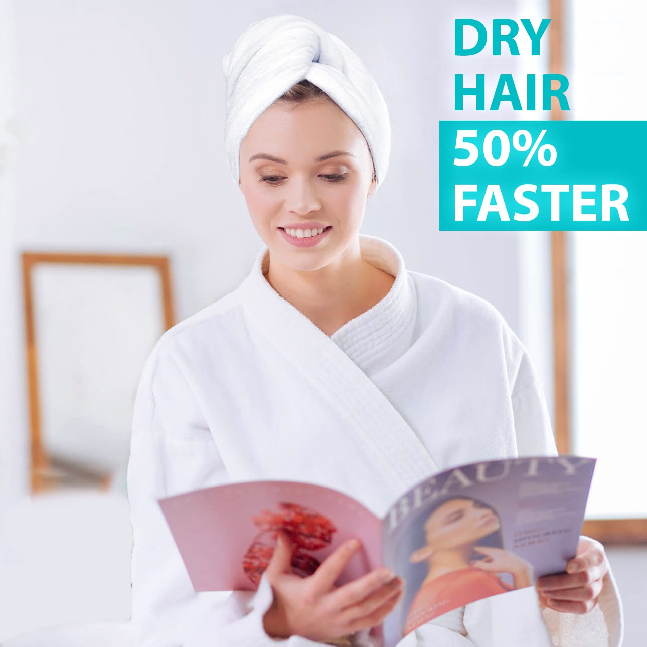 Bondi SPA Microfiber Hair Towel – Dries Hair 50% Faster – Anti-Frizz – Highly Absorbent & Super Soft - XL (42 x 22) - Rectangle