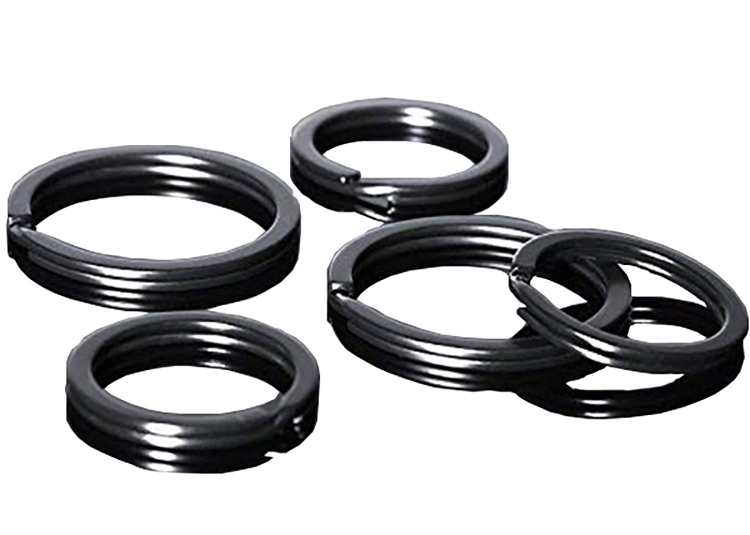 HeeYaa 10 Pieces of 1-inch Flat Key Rings - Metal Keychain Rings, Split Keyrings, Flat O-Ring for Home, Car, Office Keys Attachment (Black)