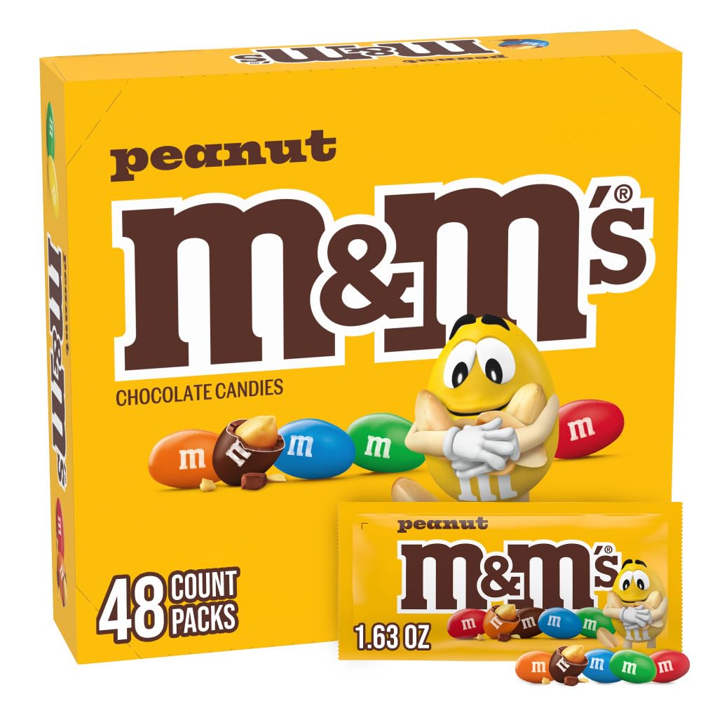 M&M'S Peanut Schokoladen-Bonbons, Großpackung, 48 x 49,3 g Großpackung Schokolade