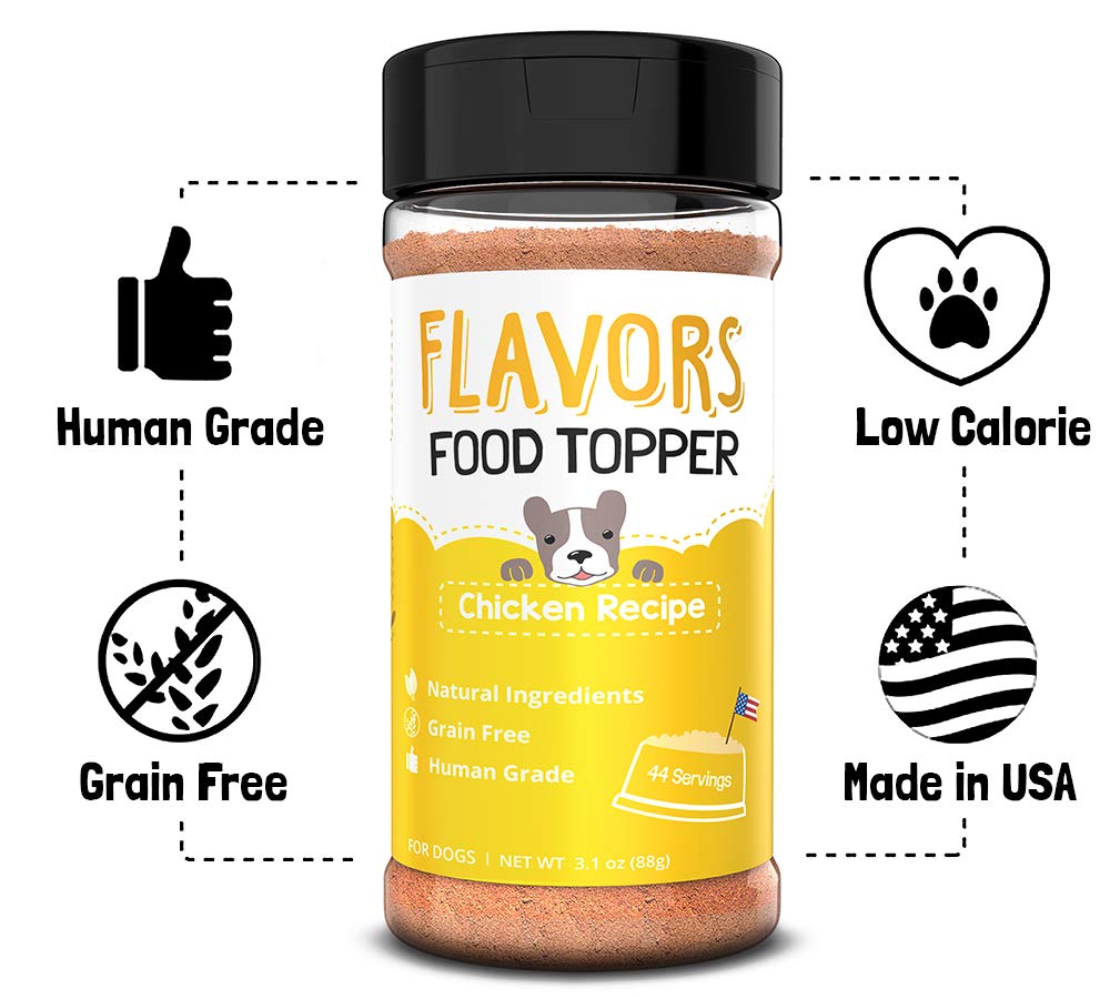 BEAUMONT BASICS Flavors Food Topper and Gravy for Dogs - Chicken Recipe with Bone Broth, 3.1 oz. - Natural, Grain Free - Perfect Kibble Seasoning Treat Mix for Picky Dog or Puppy