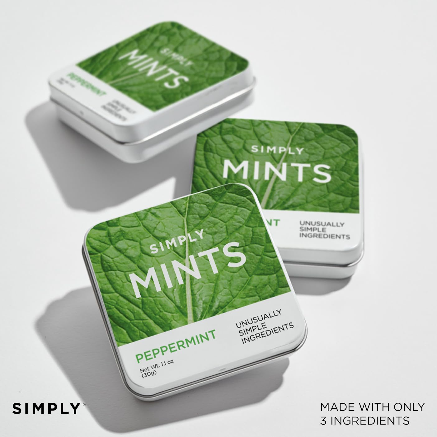 Simply Mints | Peppermint Breath Mints | Pack of Six (180 Pieces Total) | Breath Freshening + Aspartame-Free + Vegan + non-GMO