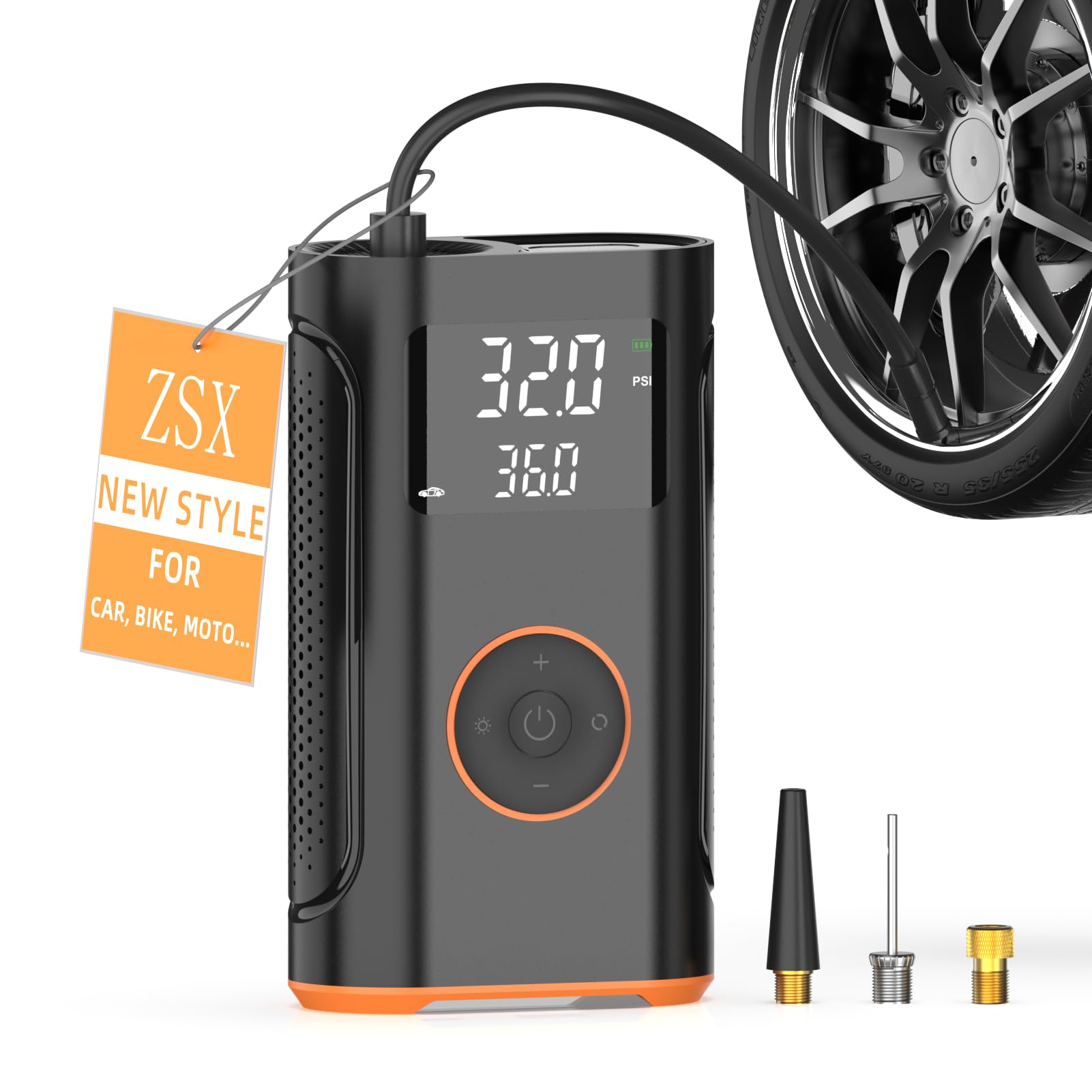 Tire Inflator Portable Air Compressor-160 PSI Car Tire Air Pump Portable, Bike Pump with Gauge, Portable Tire Pump for Car, Bike, Motorcycle Tires, Balls, and More