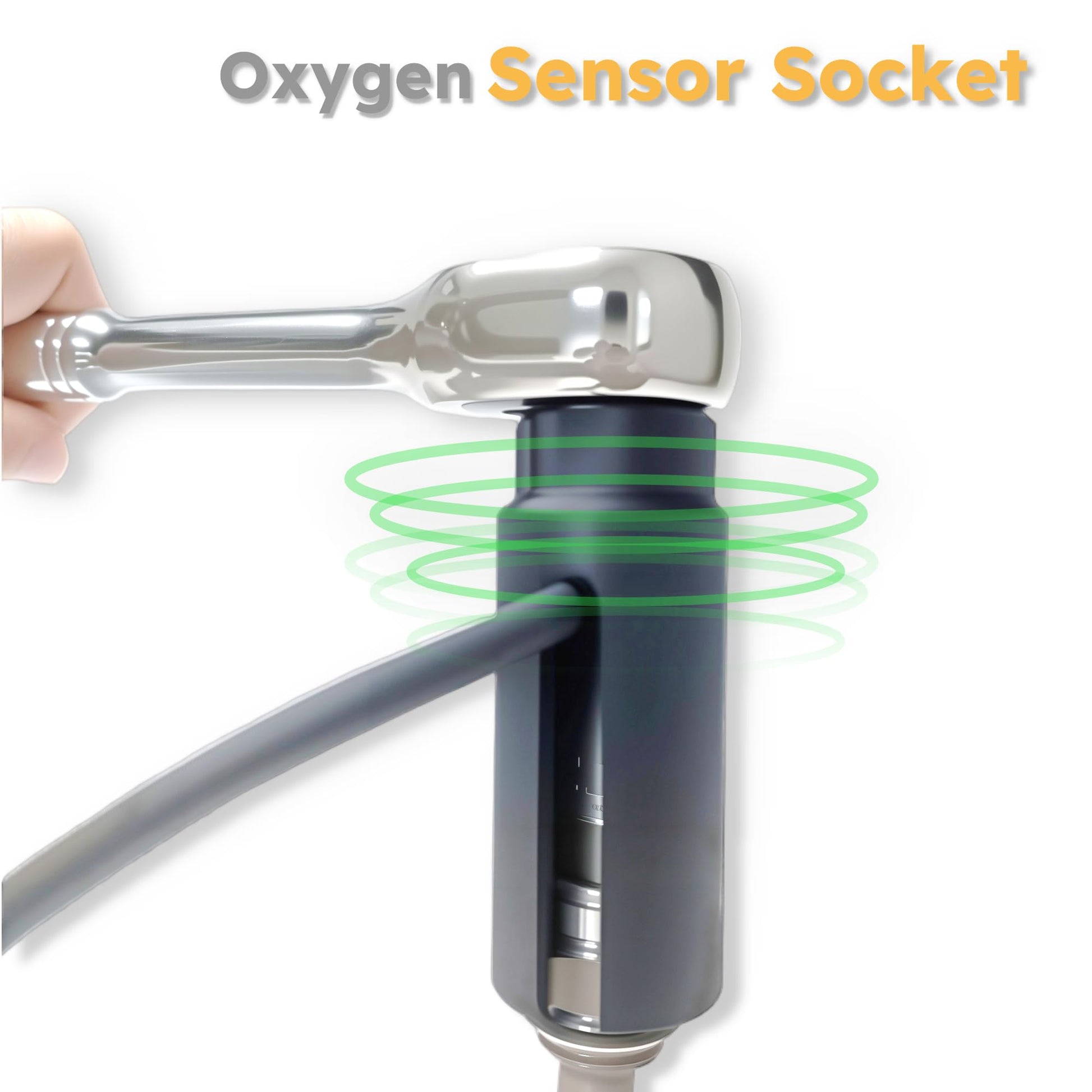 Oxygen Sensor Socket with Side Wire Cutout 3/8” Inch Drive x 7/8” (22mm) fits All Vehicle O2 Removal and Installation Offset Oxygen Sensor Socket