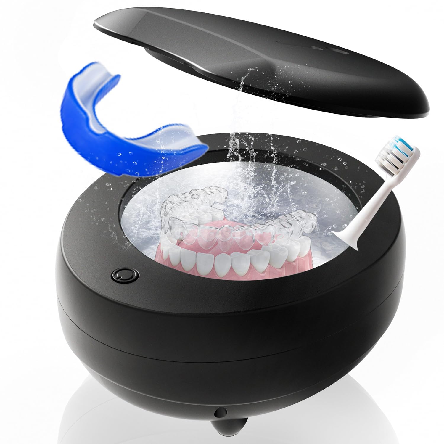 Ultrasonic Retainer Cleaner for Dentures, Mouth Guard,48kHz Professional Dental Ultrasonic Jewelry Cleaner, (11.5oz) 340ml Sonic Cleaning Machine for Ring, Dental Appliance