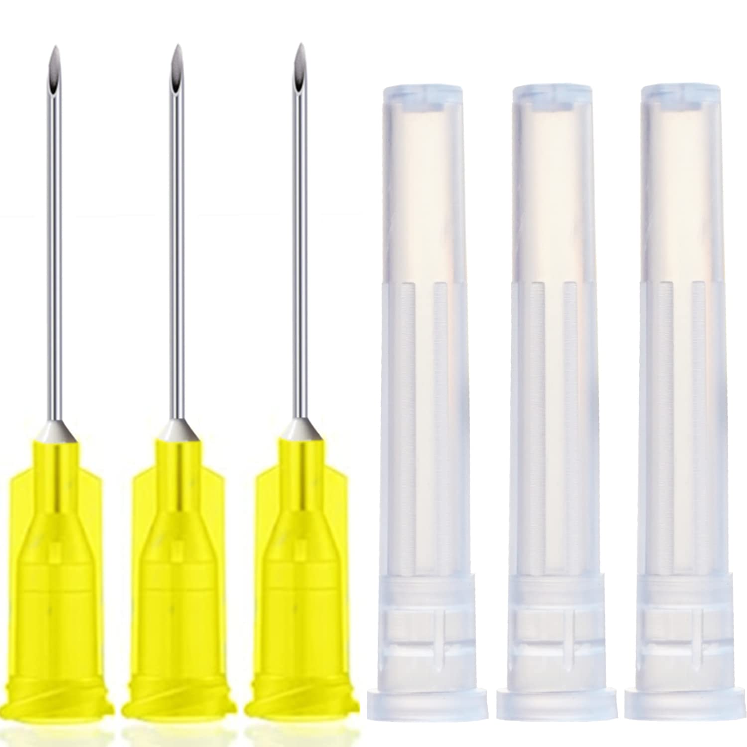 100 Pack 23Ga 1Inch Sterile Disposable Injection Needle with Cap for Scientific and Industrial Dispensing Needle Accessories