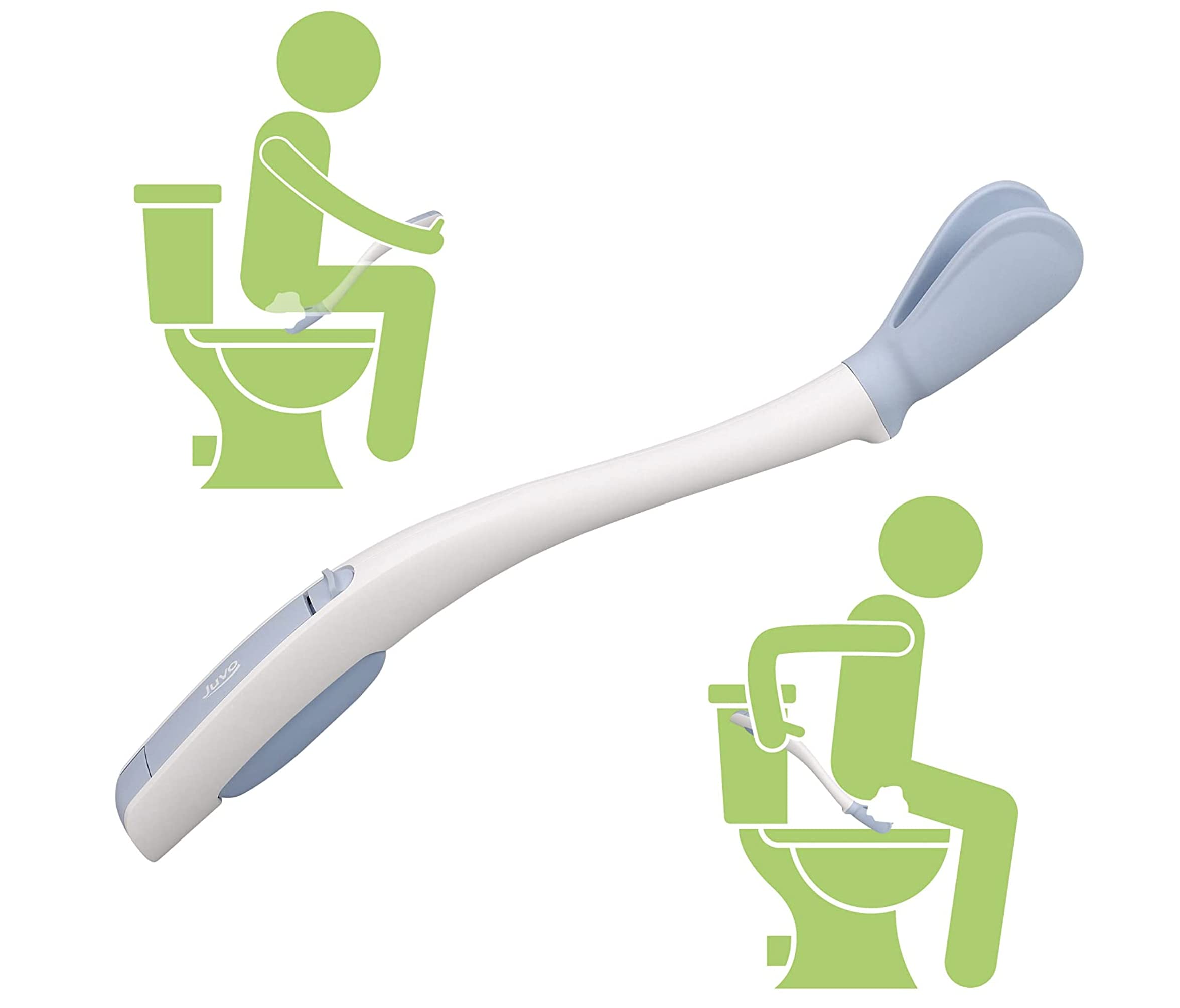 Juvo Toilet Aid - Personal Bottom Wiping Tool, Bathroom Mobility Aid for Disabled, Elderly, and Surgery Recovery - 18" long wand with hygienic cover