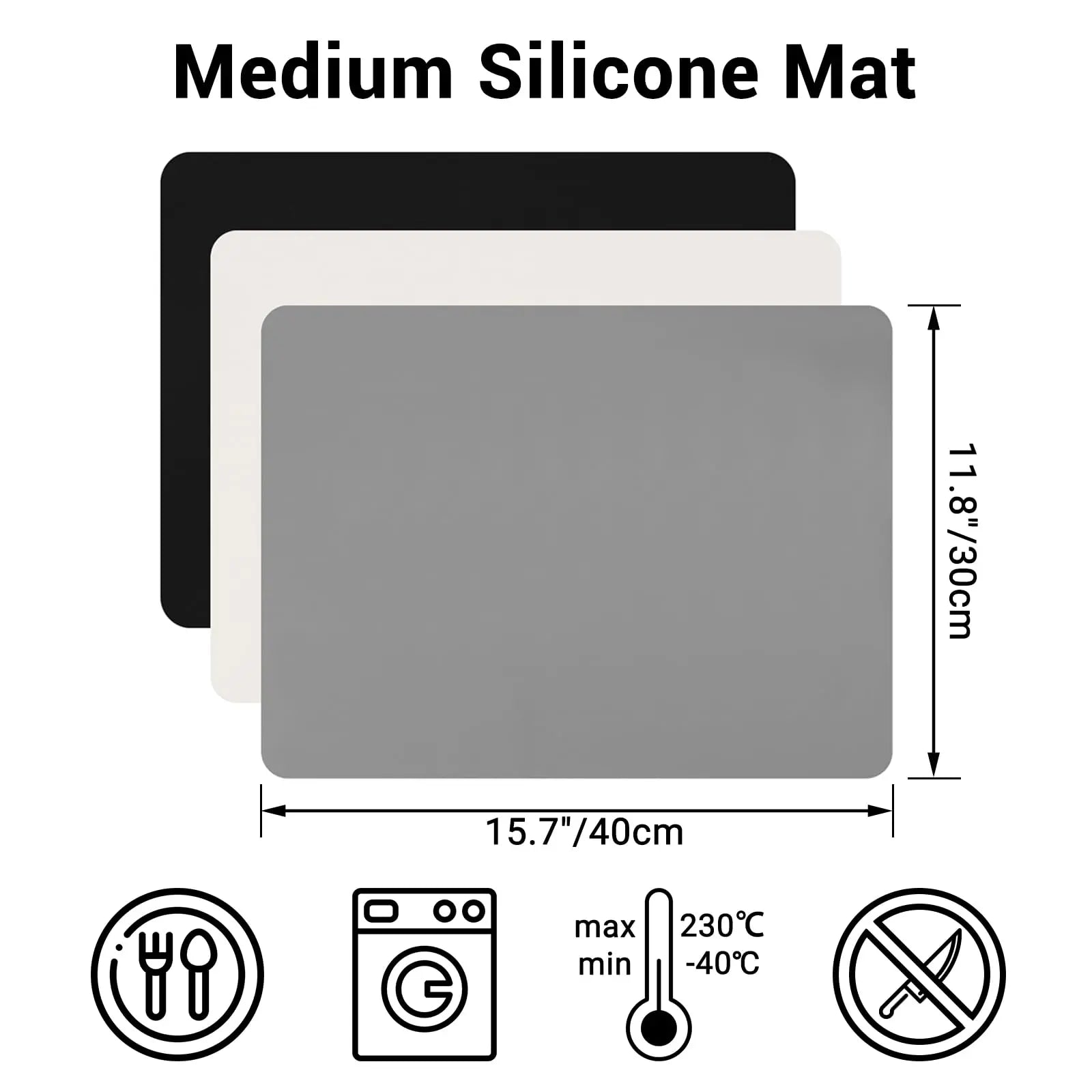 Gartful 3Pack Silicone Sheet for Crafts, Resin Jewelry Casting Molds Mat, Food Grade Silicone Placemat, Multipurpose Table Protector, Nonstick Nonskid Heat-Resistant, Black&Gray&Beige (15.7x11.8inch)