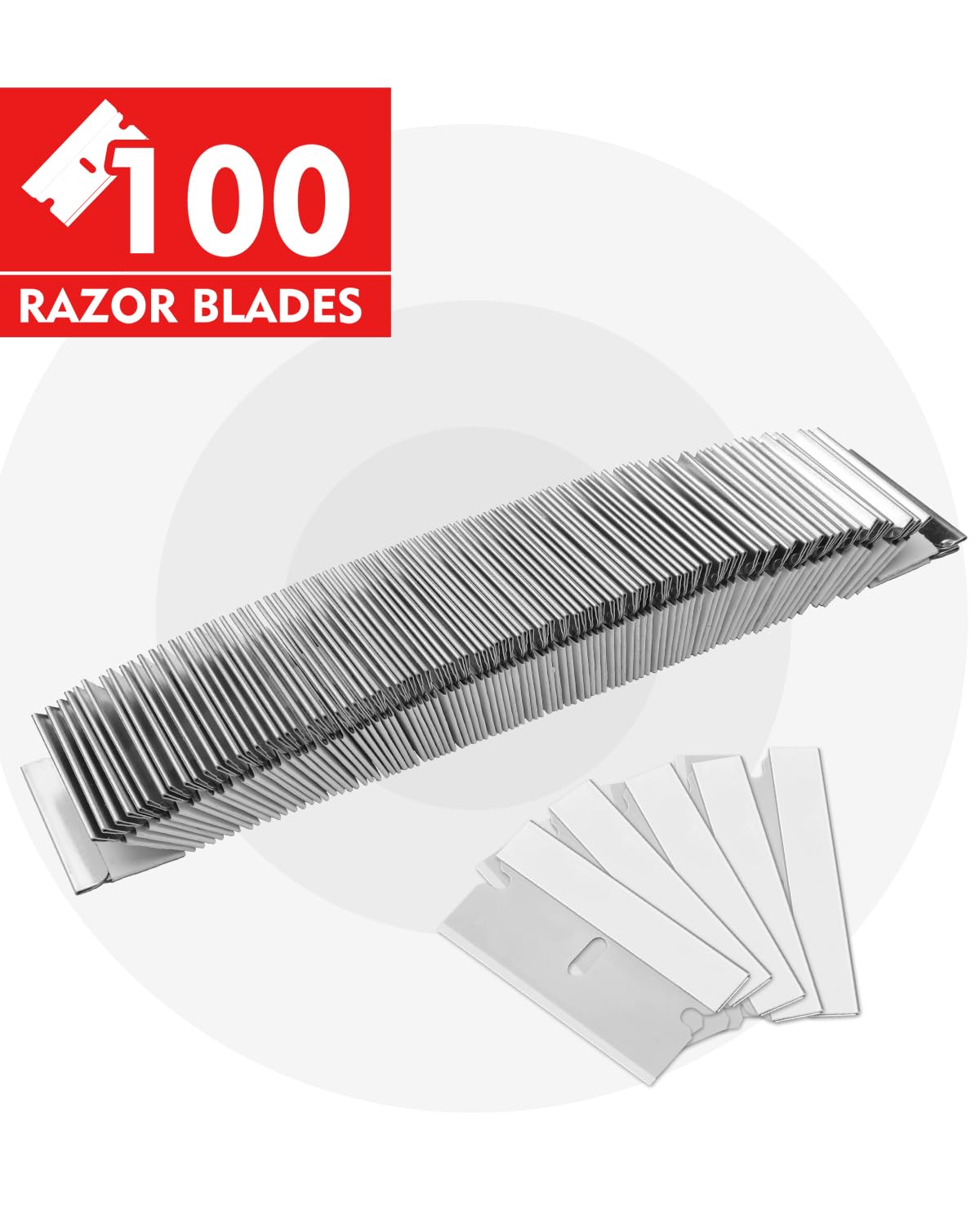 WORKPRO 100-Pack Single Razor Edge Blades, Industrial Scraper Razor Blades, High Carbon Steel One Edge Razor Blades