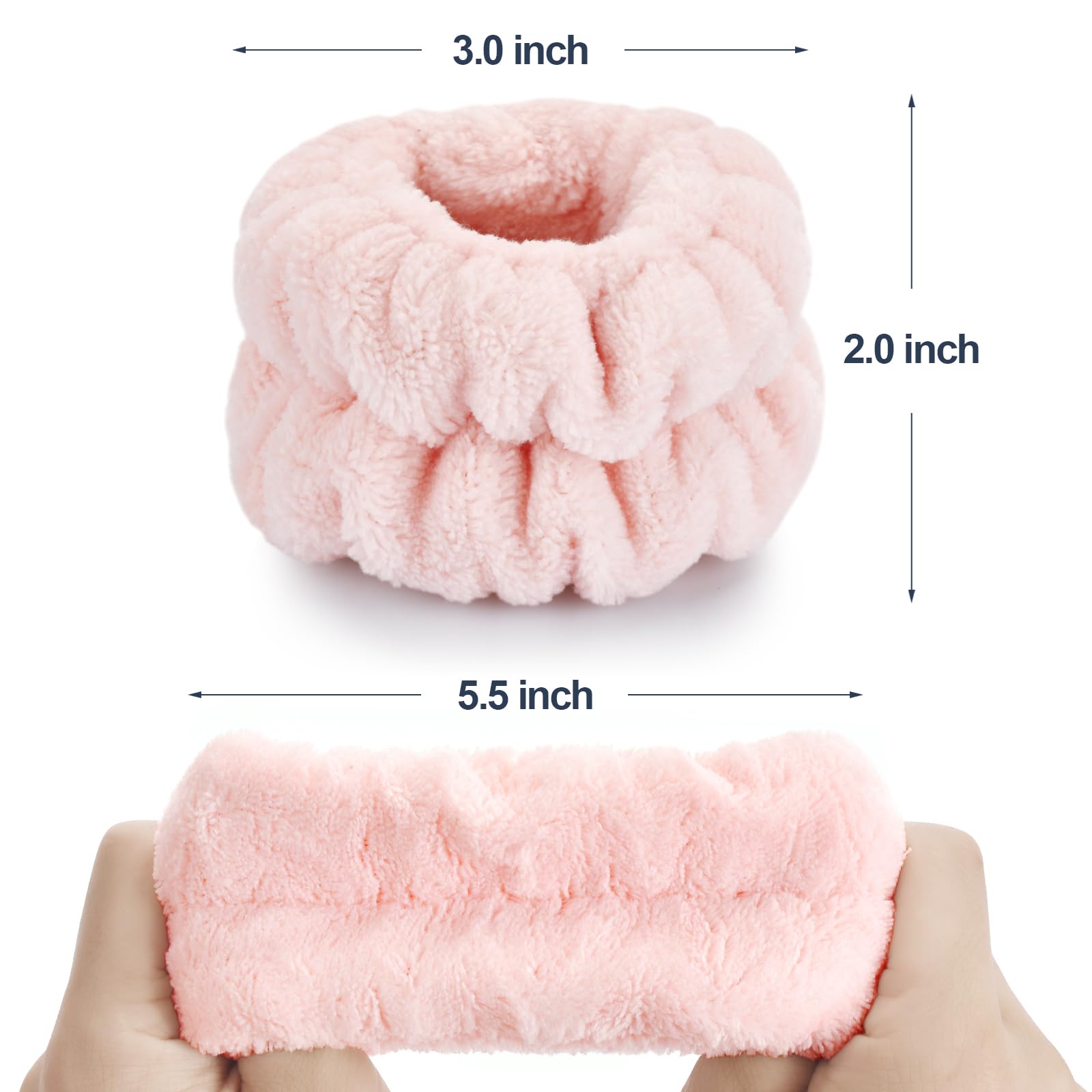 Dorbetar Wrist Bands for Washing Face, Microfiber Wrist Towels for Washing Face, Spa Wristbands for Washing Face, Face Wash Wristbands, Arm Bands for Washing Face for Woman Children（Pale Pink）