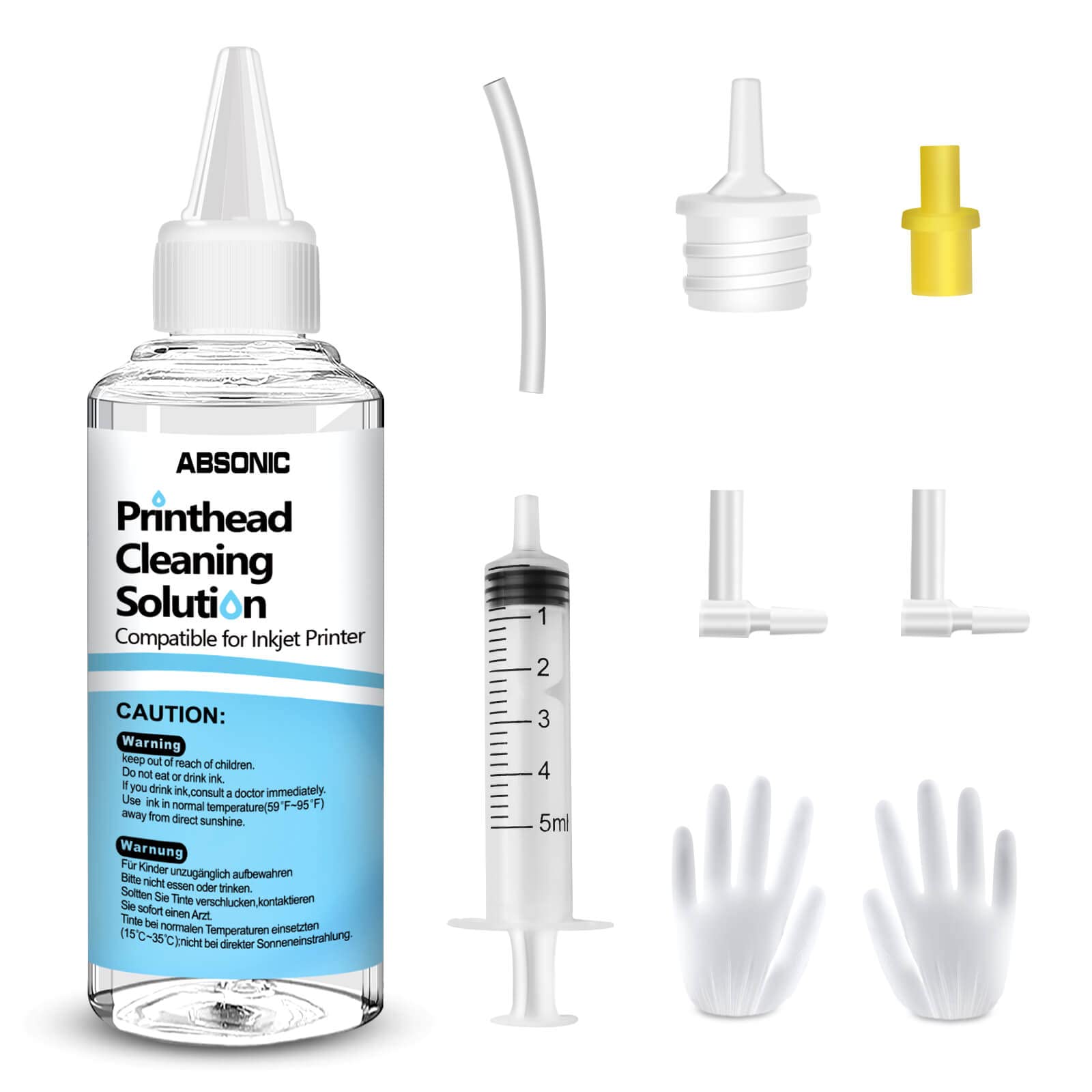 Printer Cleaning Kit for Epson, Printhead Cleaning Kit for HP, Inkjet Printer Head Cleaner for Canon, Printers Cleaner Printhead Cleaning Solution for Inkjet, Printers Print Head Cleaning Kits 100mL