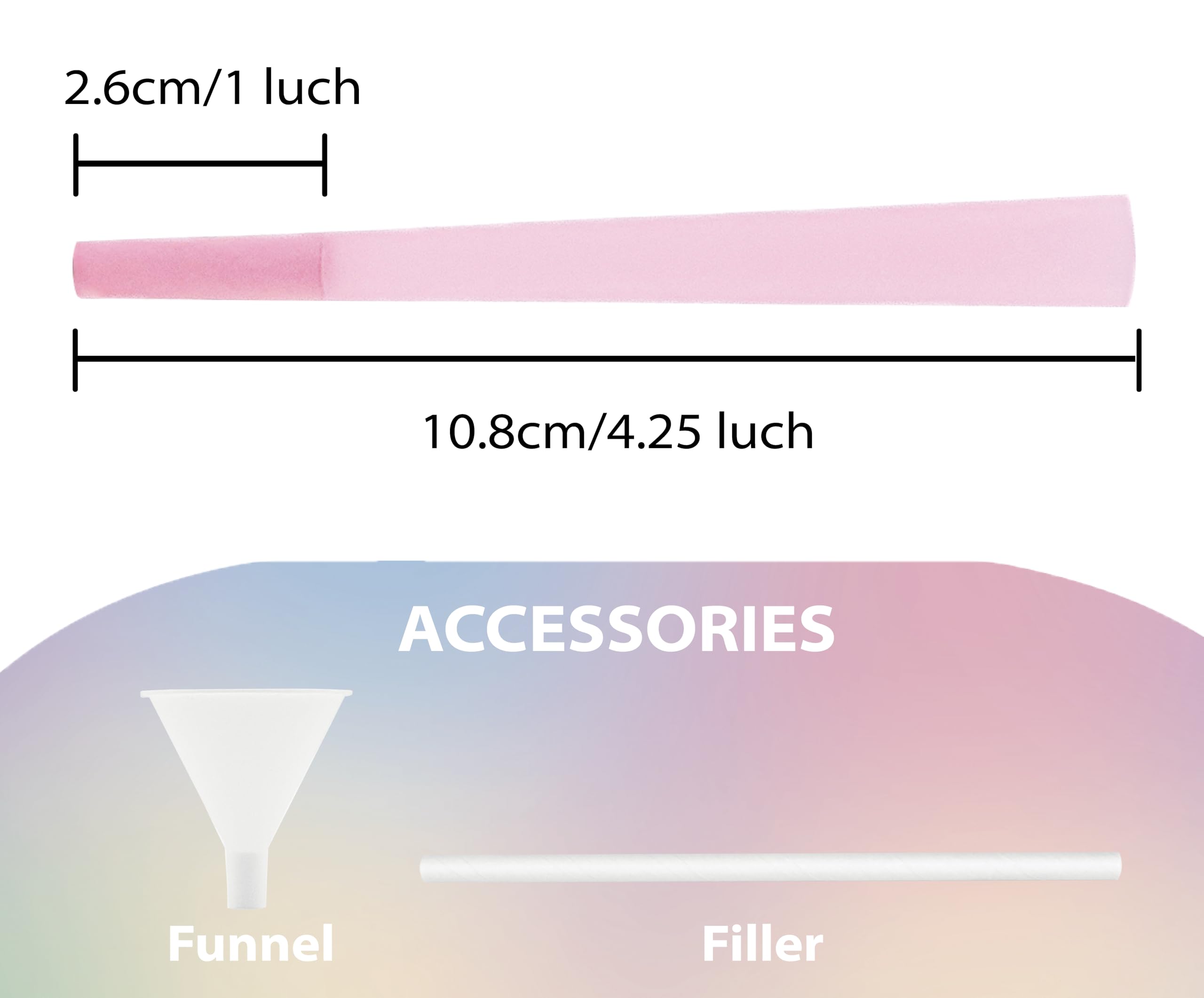 100 PACK Colorful Pre Rolled Cones| King Size Rolling Paper Cone with Loader and Packing Sticks
