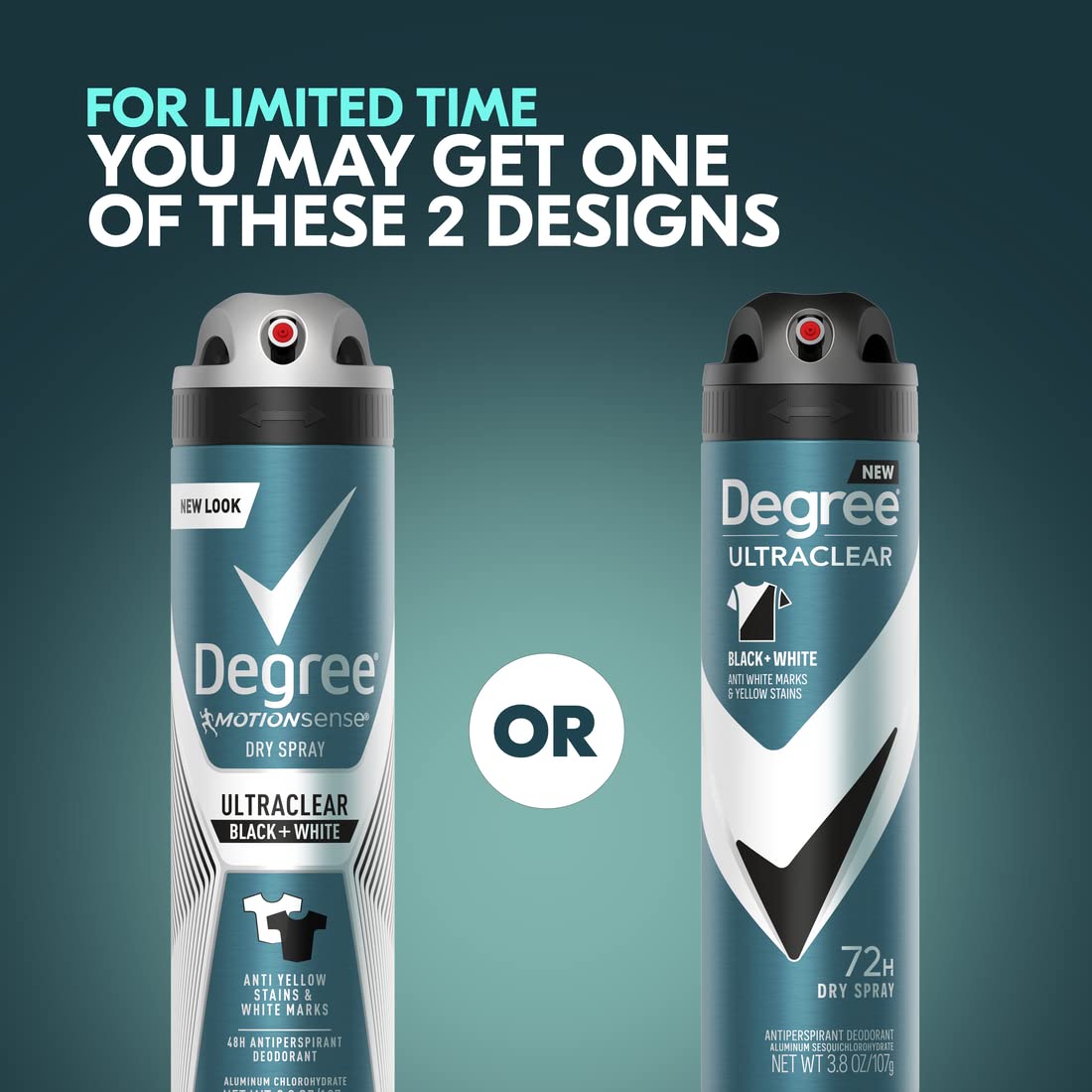 Degree Men Antiperspirant Deodorant Dry Spray Black + White Protects from Deodorant Stains Antiperspirant for Men with MotionSense Technology, 3.8 Ounce (Pack of 3)
