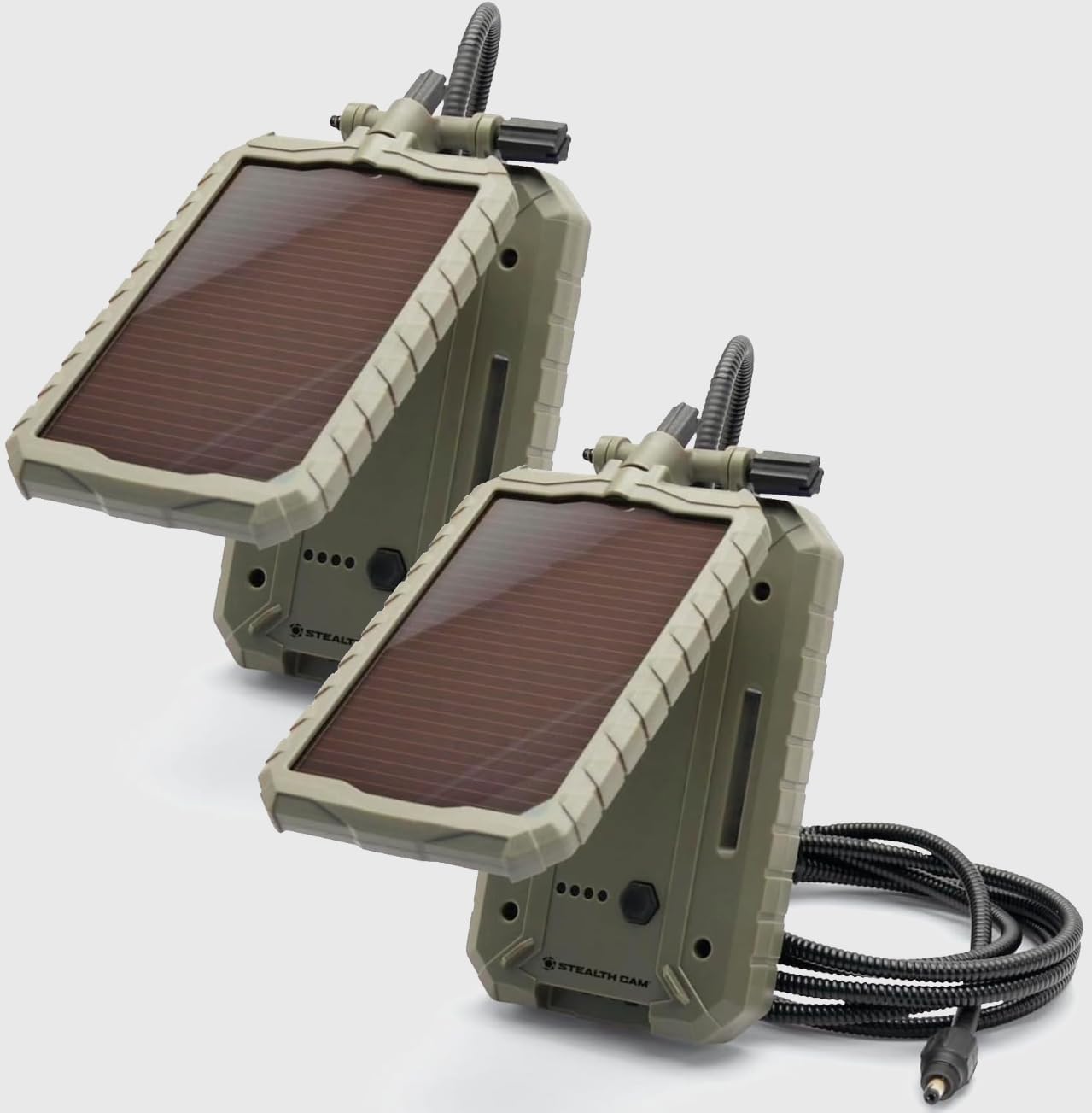 Stealth Cam Durable Sol-Pak Solar Battery 2-Pack | 12V Solar Power Panel, Rechargeable Battery & 10ft Insulated Cable | Compatible with All Wireless/Cellular Trail Cameras