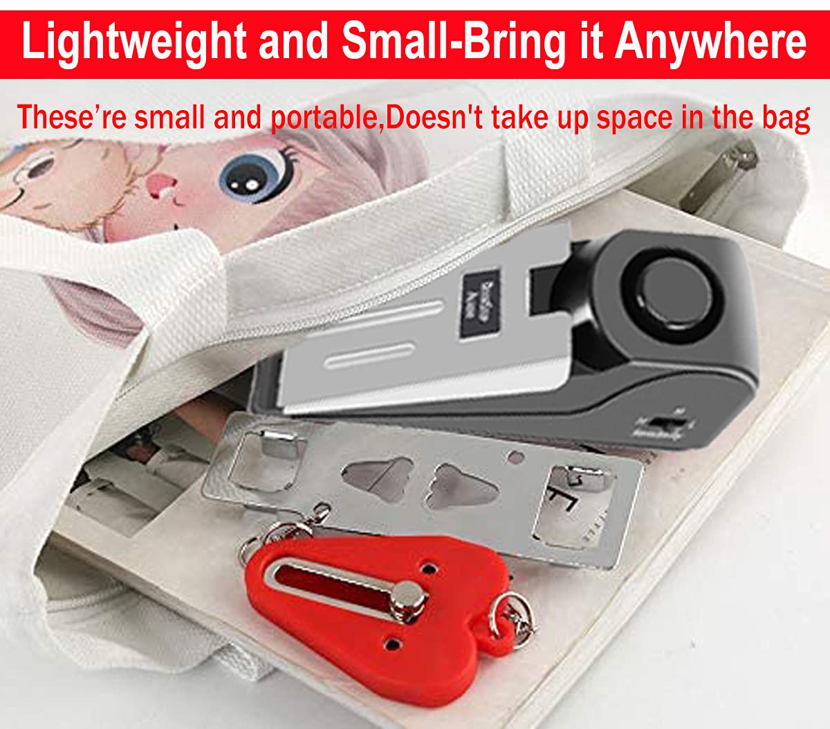 MBBEST Portable Door Lock & Door Stop Alarm,Dual Protection Security Devices Pocket Door Stopper Self Defensey Tools for Hotel Travel Home Apartment House, Red/Black