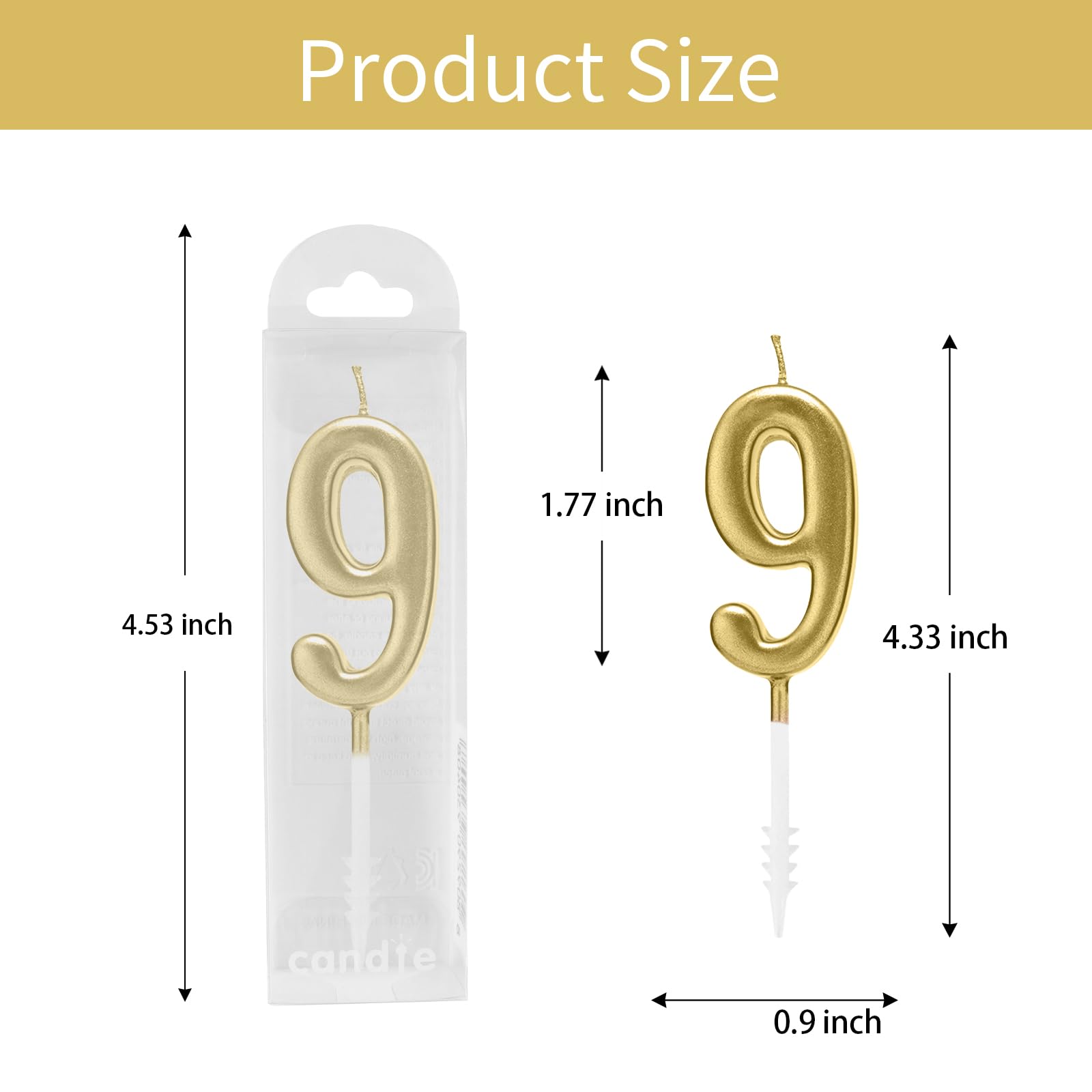 Beanlieve 10-Pieces Numeral Birthday Candles - Cake Numeric Candles Number 0 1 2 3 4 5 6 7 8 9,Used for Cake Decoration on Birthday Parties and Wedding Anniversary Celebrations(Champagne Gold)