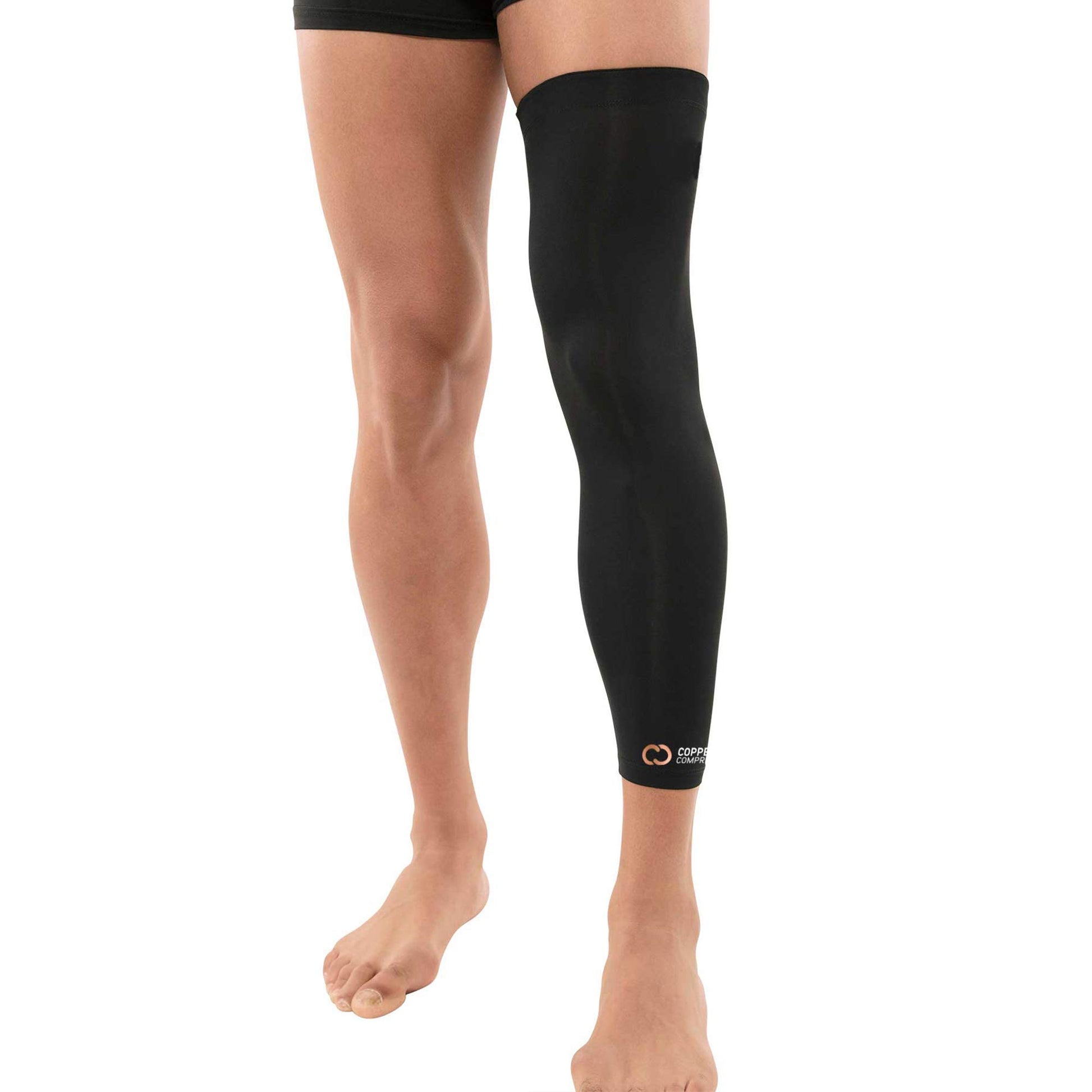 Copper Compression Leg Compression Sleeve - Copper Infused Knee Stabilizer Brace for Running, Meniscus Tear, ACL, MCL, Arthritis, Joint Pain Relief - Thigh & Calf Support for Men & Women