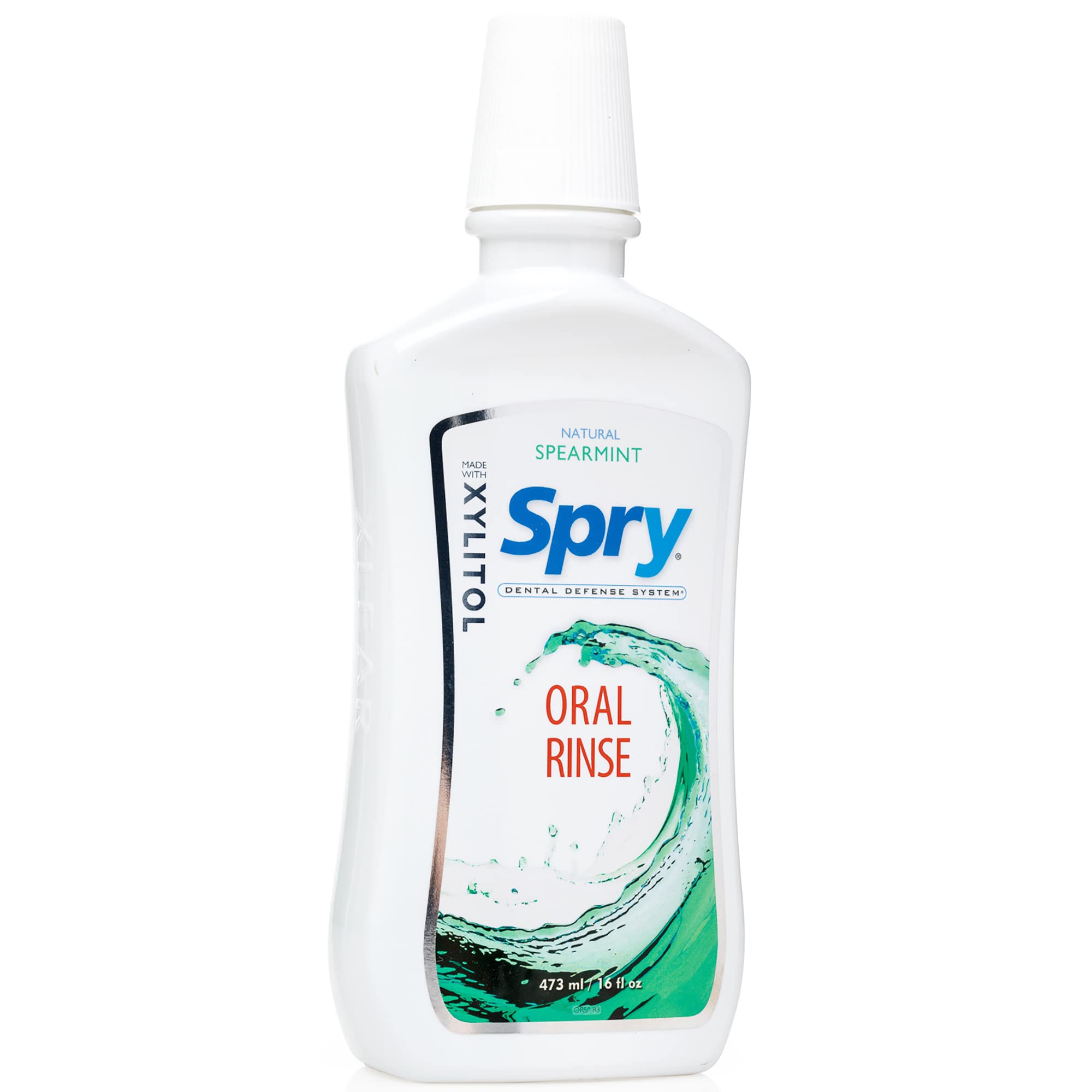 Spry Xylitol Mouthwash Fluoride Free, Oral Rinse with Enamel Support, Natural Spearmint - 16 fl oz (Pack of 1)