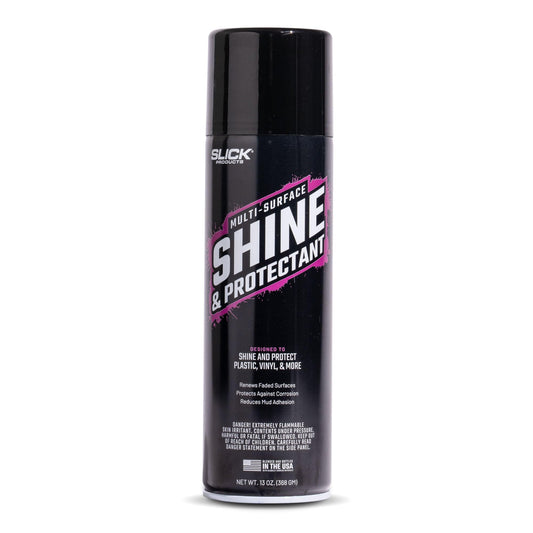 Slick Products Shine & Protectant, Long-Lasting High-Gloss Clear Coat Spray, Renew, Shine, and Protect Plastic, Vinyl, Rubber, Trim, and More