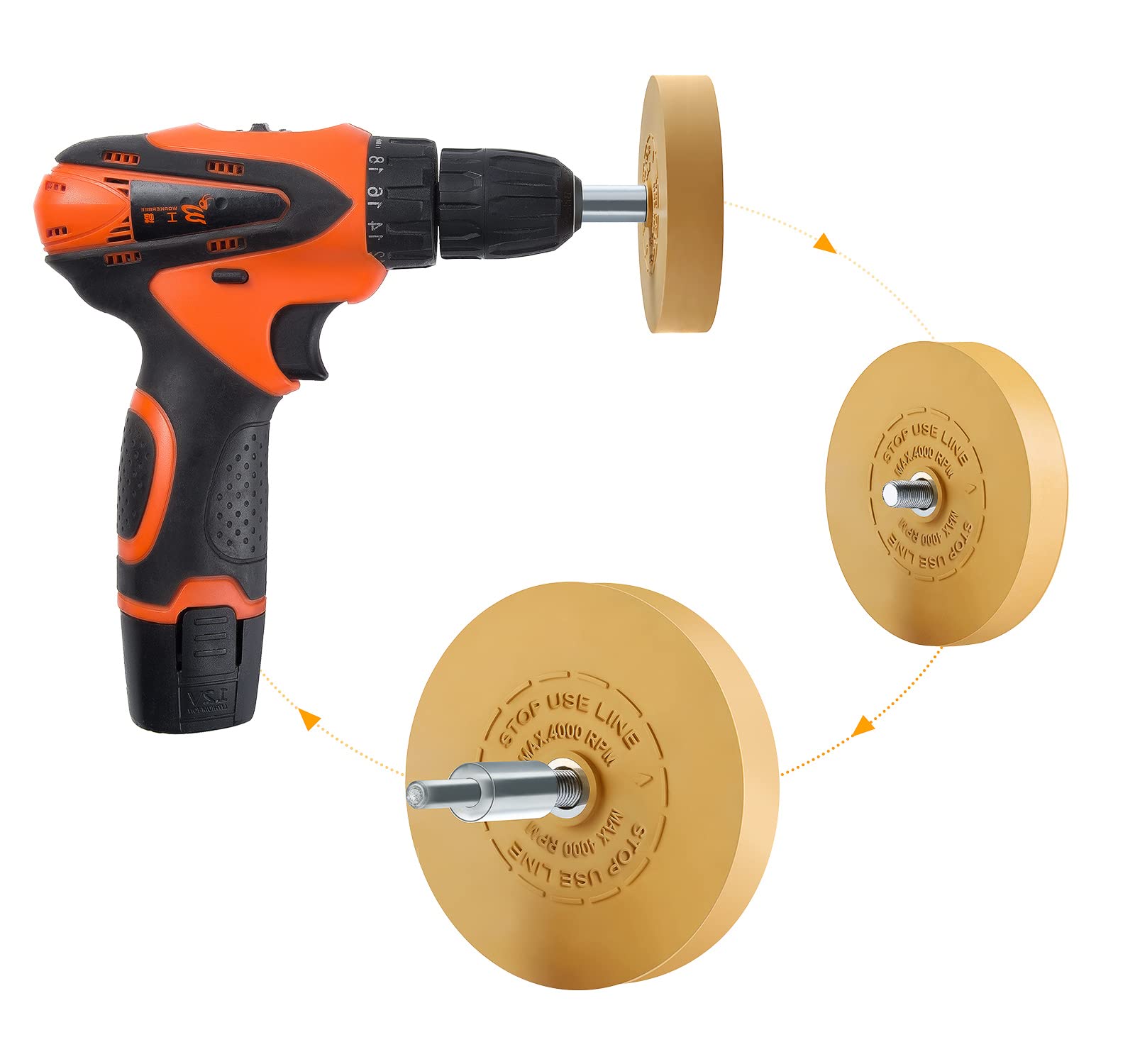 LuckyGuard Decal Remover Eraser Wheel Adhesive Remover for Pinstripes Vinyl Tapes and Sticker Rubber Wheel for Drill 1 Pack