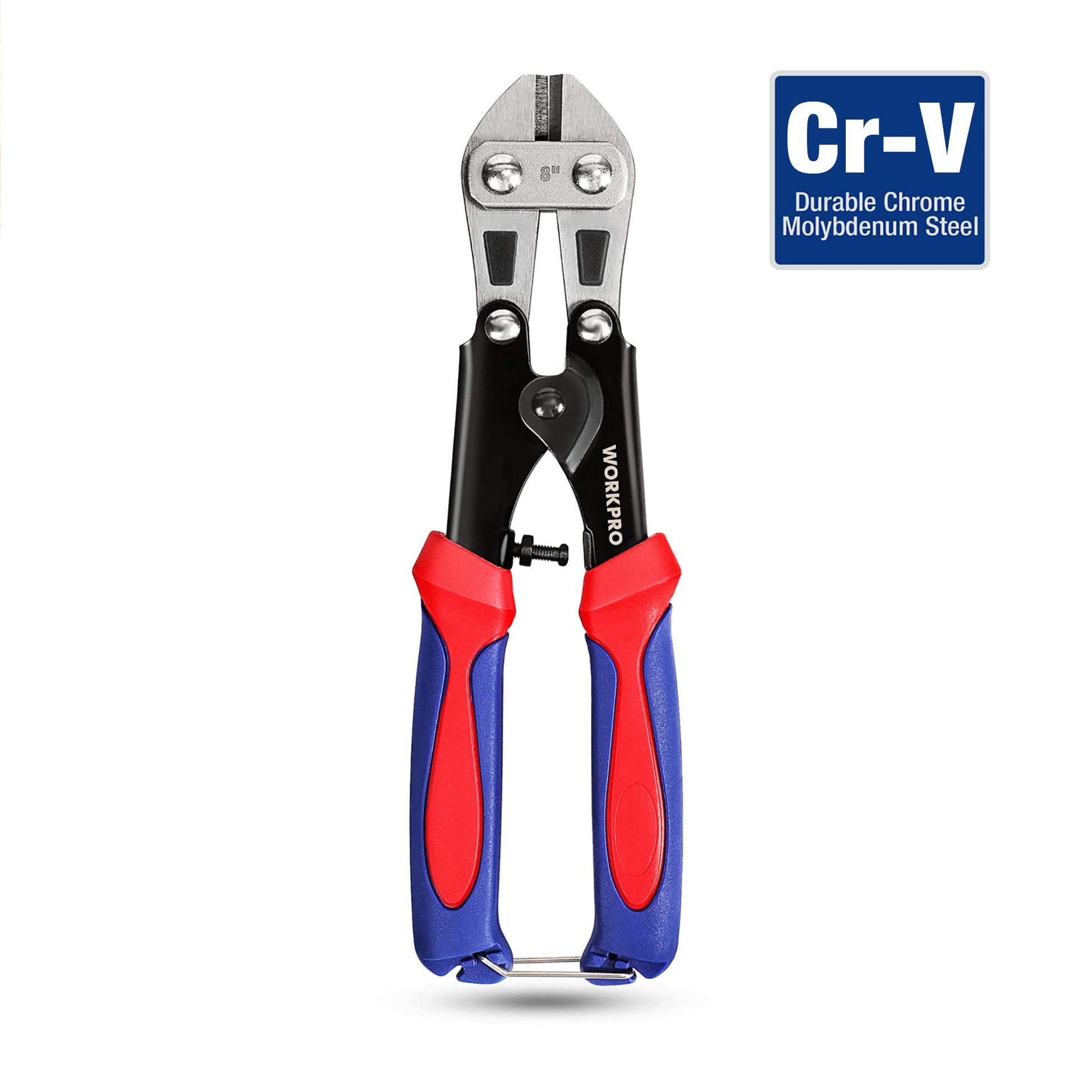 WORKPRO Mini Bolt Cutter 8-inch, Spring Loaded Small Heavy Duty Wire Cable Cutter, Snips Clippers with Soft Anti-Slip Handle