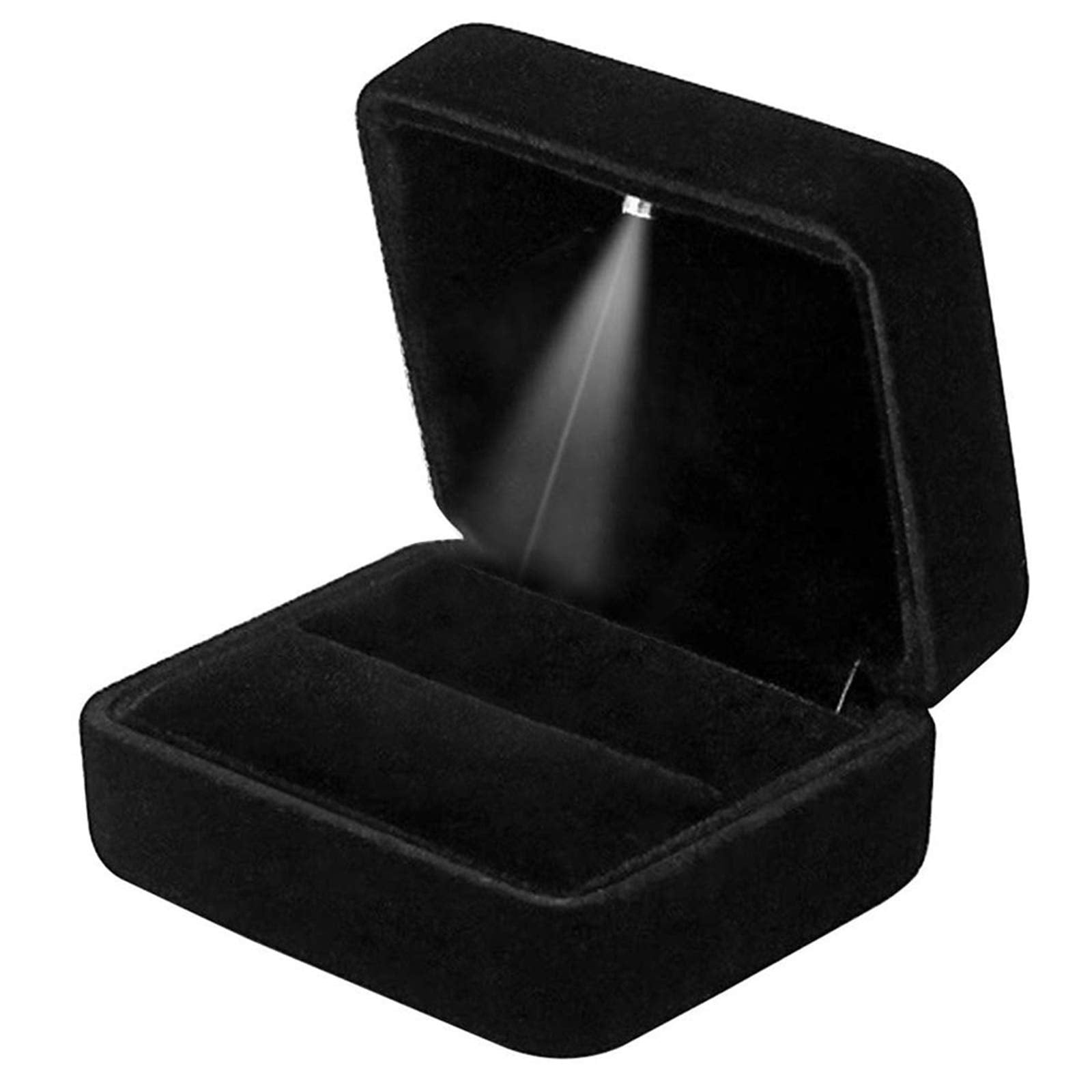 GBYAN Samtringschatulle mit LED-Licht Schmuckkästchen Geschenkbox für Heiratsantrag, Verlobung, Hochzeit