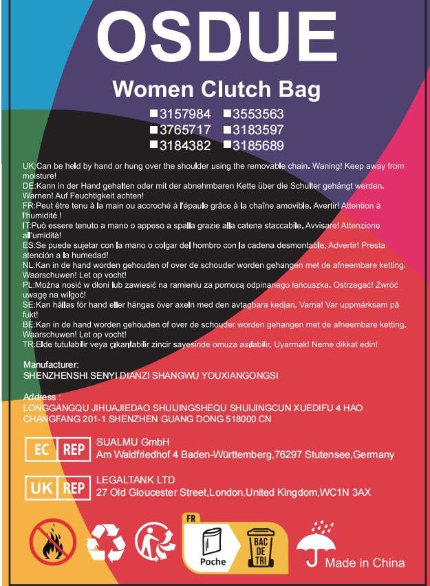 OSDUE Evening Bag Clutch Purses for Women, Glitter Evening Bag Sparkling Envelope Packet with Detachable Chain for Prom Wedding Party Banquet Date (Silver)