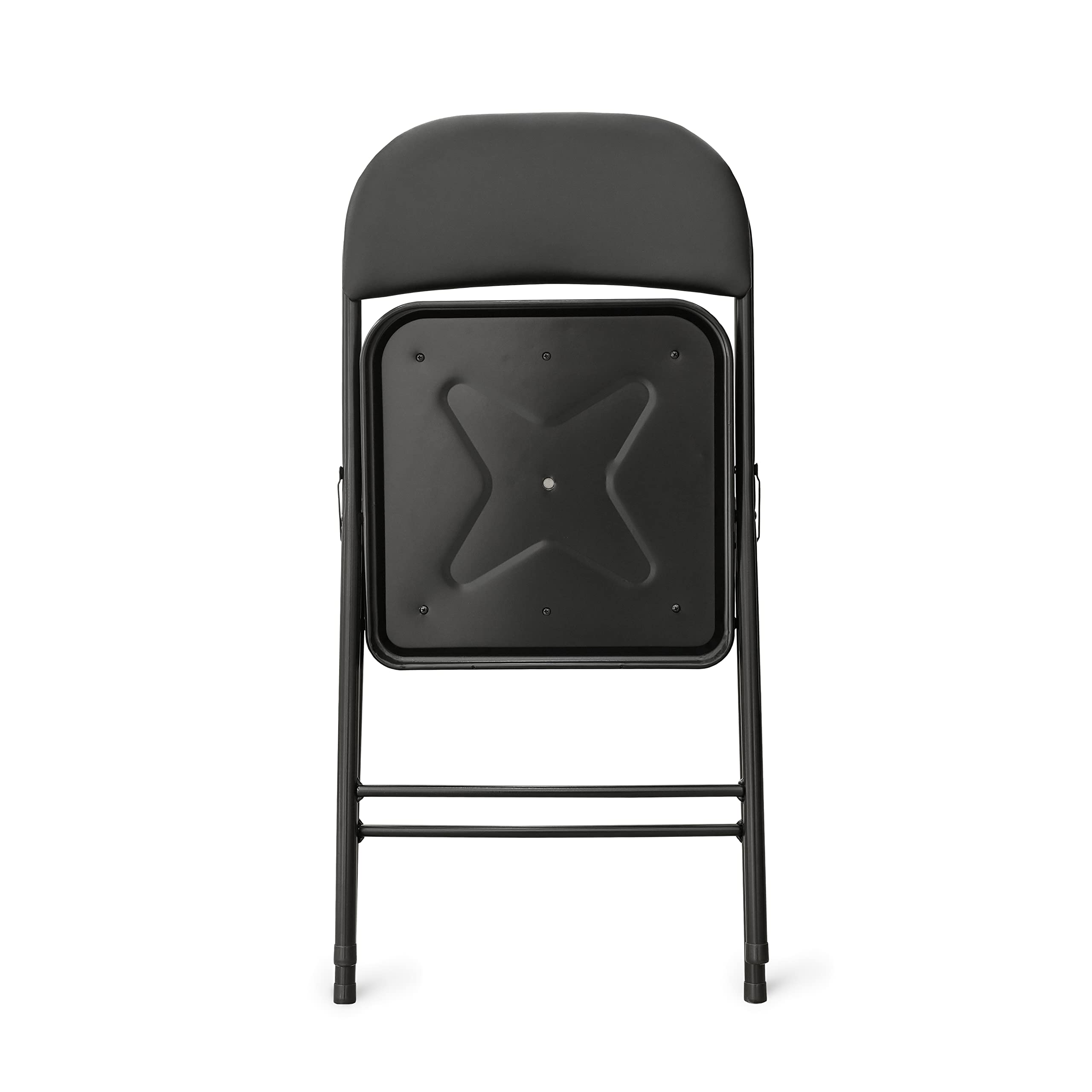 Amazon Basics Comfortable Vinyl-Padded Metal Steel Folding Chairs, Black, 4-Pack