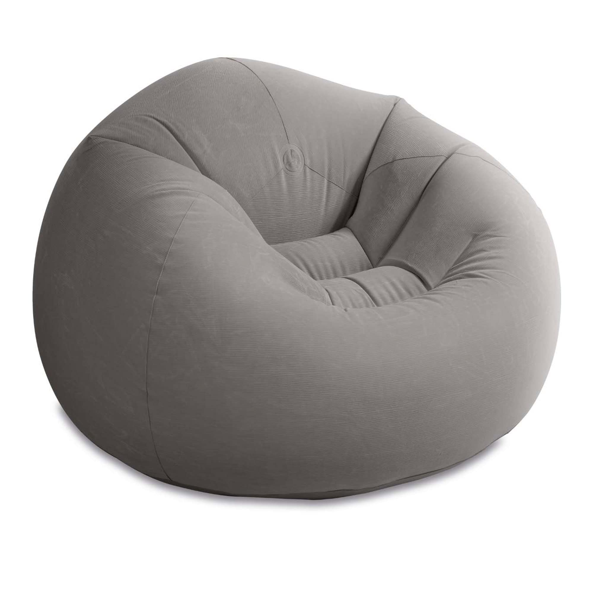 INTEX 68579EP Beanless Bag Inflatable Lounge Chair: Corduroy Textured Flocking – Durable Vinyl – Folds Compactly – 220lb Weight Capacity – 45" x 45" x 28"