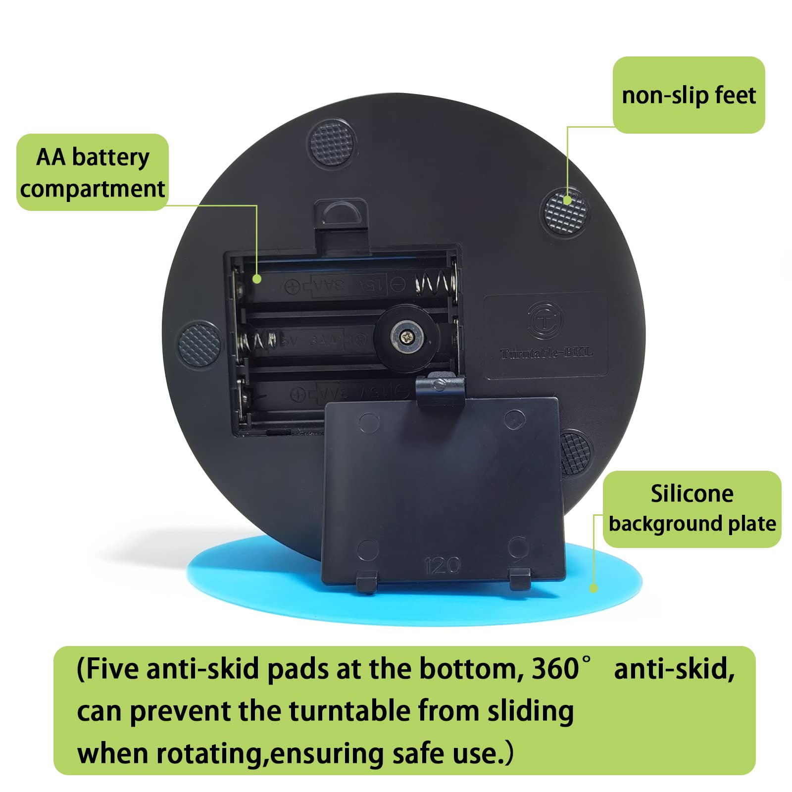 YVV Motorized Rotating Display Stand,Turner Cup Platform for Epoxy Glitter Tumbler, 360 Automatic Mute Rotating Turntable, Tumbler Making Supplies Spinner, Base for Product Video Show ,Balck 4.72in