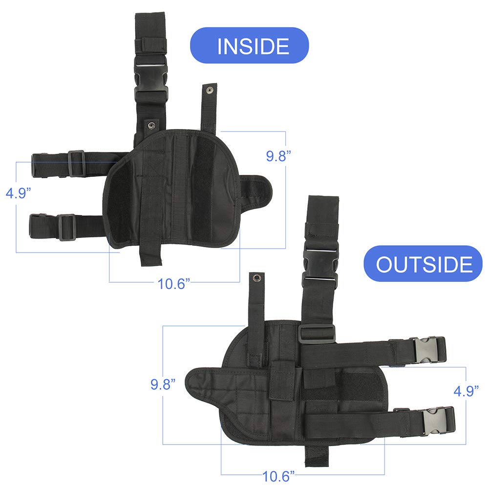 Nehostertfy Adjustable Drop Leg Holster Black Tactical Thigh Holster for Pistols Right Hand