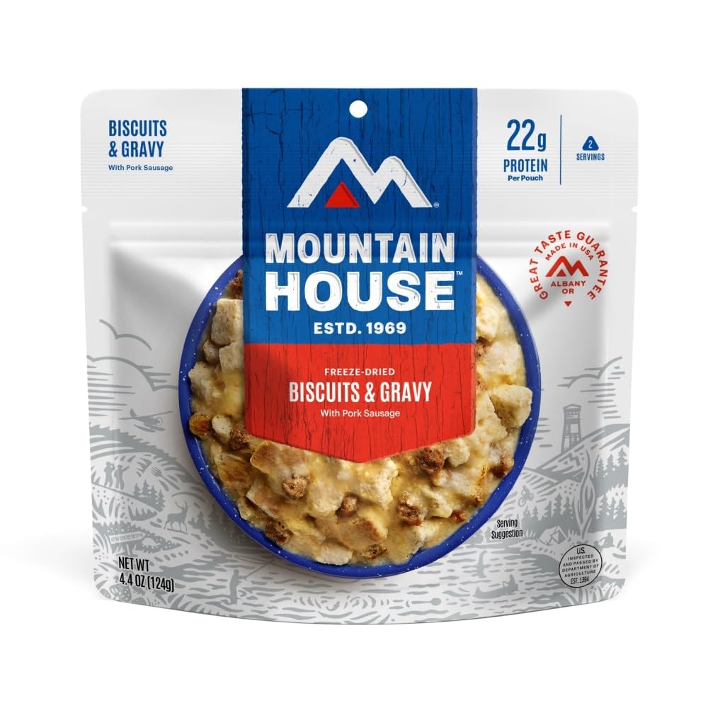 Mountain House Biscuits & Gravy | Gefriergetrocknetes Rucksack- & Camping-Essen | 2 Portionen