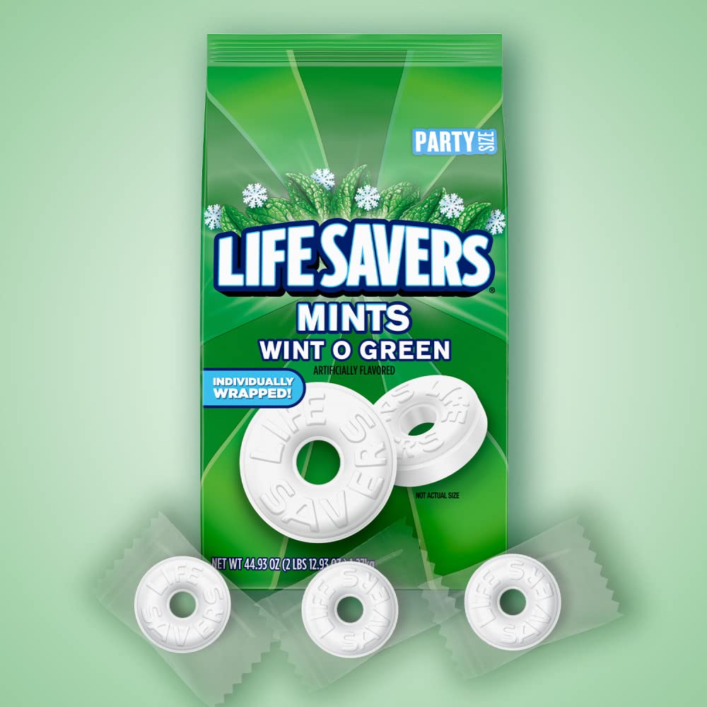LIFE SAVERS Mints, Bulk Hard Candy Wint-O-Green Breath Mints, 44.93 oz Party Size