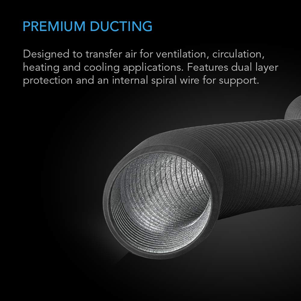 AC Infinity Flexible 6-Inch Aluminum Ducting, Heavy-Duty Four-Layer Protection, 8-Feet Long for Heating Cooling Ventilation and Exhaust