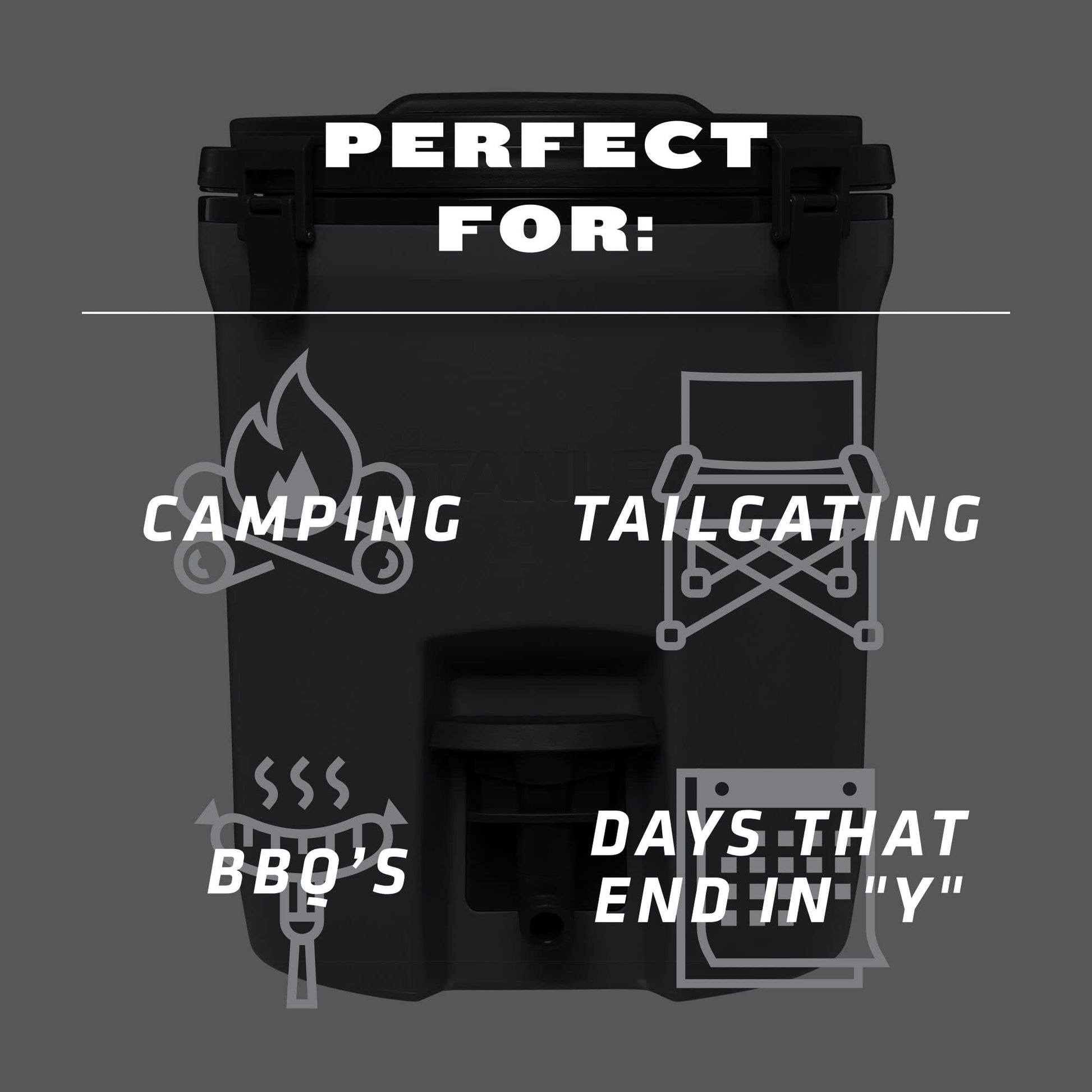 Stanley Adventure Fast Flow Water Jug 2 Gallon | Leakproof Ice Water Dispenser | Insulated Beverage Cooler | Easy Pour Spigot and Latched Foam Lid | BPA-Free | Charcoal