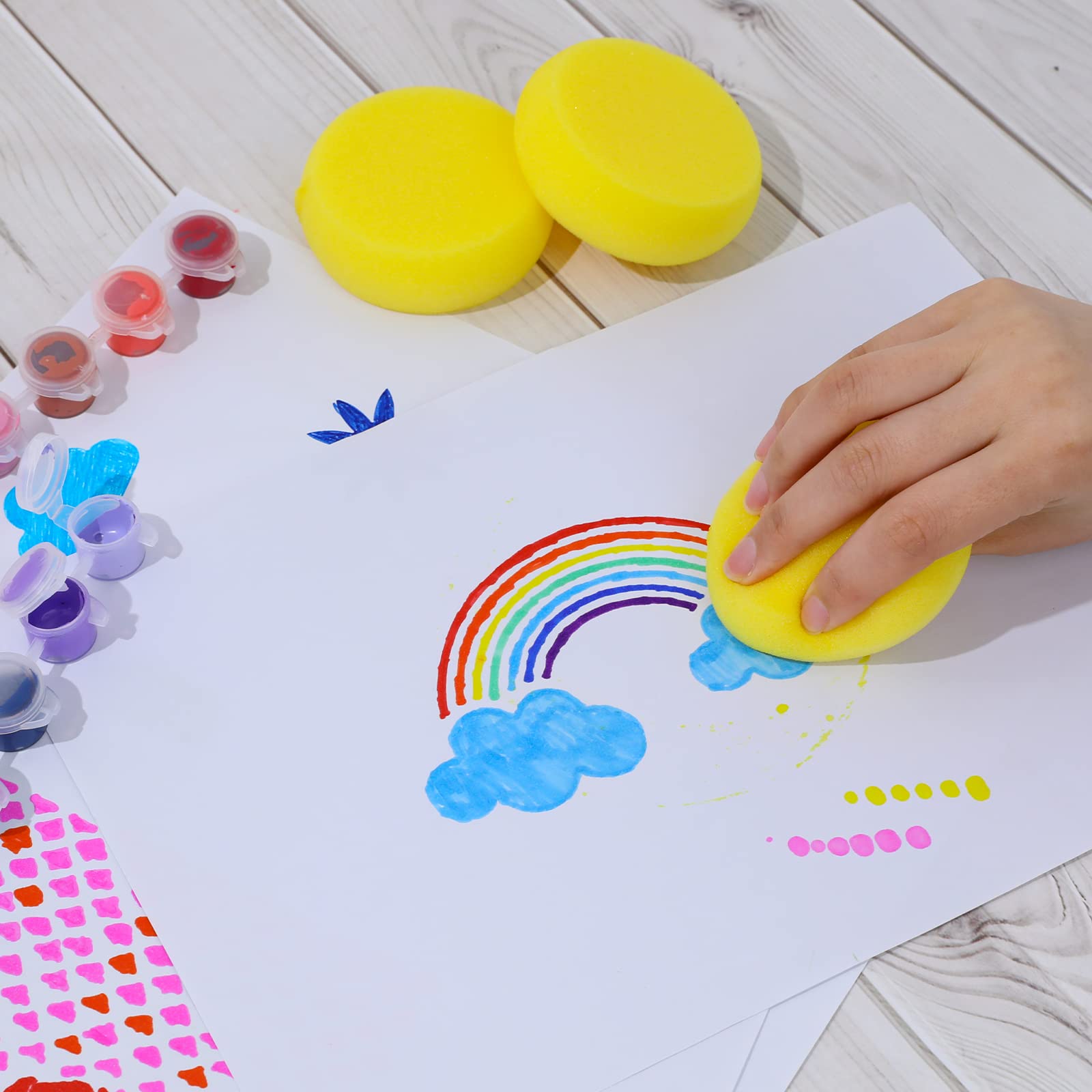 6 Pcs Pottery Sponges, Round Painting Sponge 3inch Yellow Artist Sponges Craft Clay Sponge Watercolor Sponges for Face Painting Pottery Ceramics Art Crafts