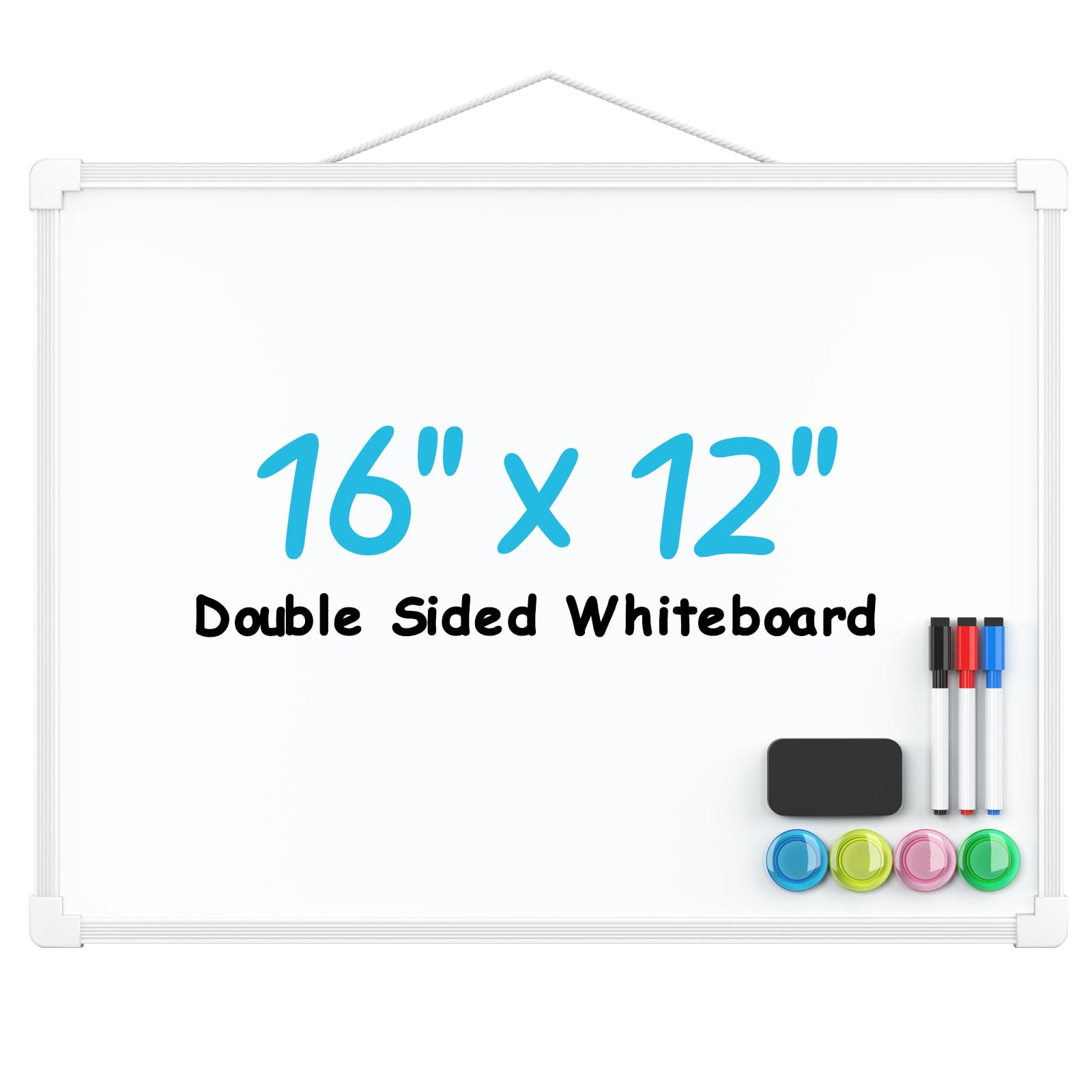 MaxGear Small Dry Erase Board, 14"x11" Double Sided Hanging Whiteboard for Wall, Mini White Board with a Black Dry Erase Marker, Portable Whiteboard for Planning Learning Writing Drawing Memo