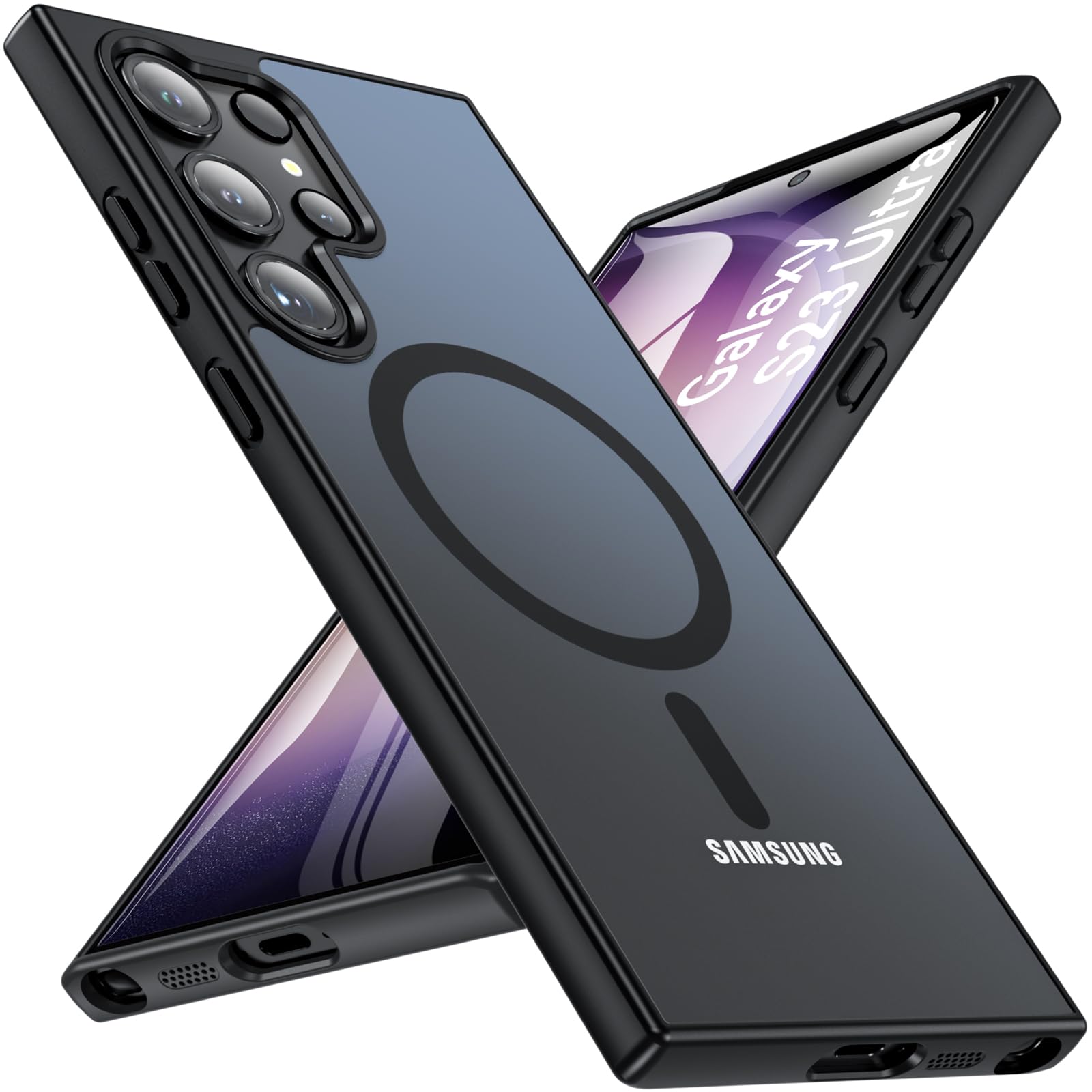 For Samsung Galaxy S23 FE Case 6.4'',Magnetic Galaxy S23 FE Case for Magsafe with Screen Protector [Military-Grade Protection] Shockproof Phone Case Samsung S23 FE Slim Protective Case S23 FE 5G,Black