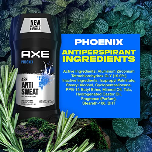 AXE Antiperspirant Deodorant for Men Phoenix 4PK 48H Sweat & Odor Protection for Long Lasting Freshness, Crushed Mint & Rosemary Men's Deodorant 2.7 oz