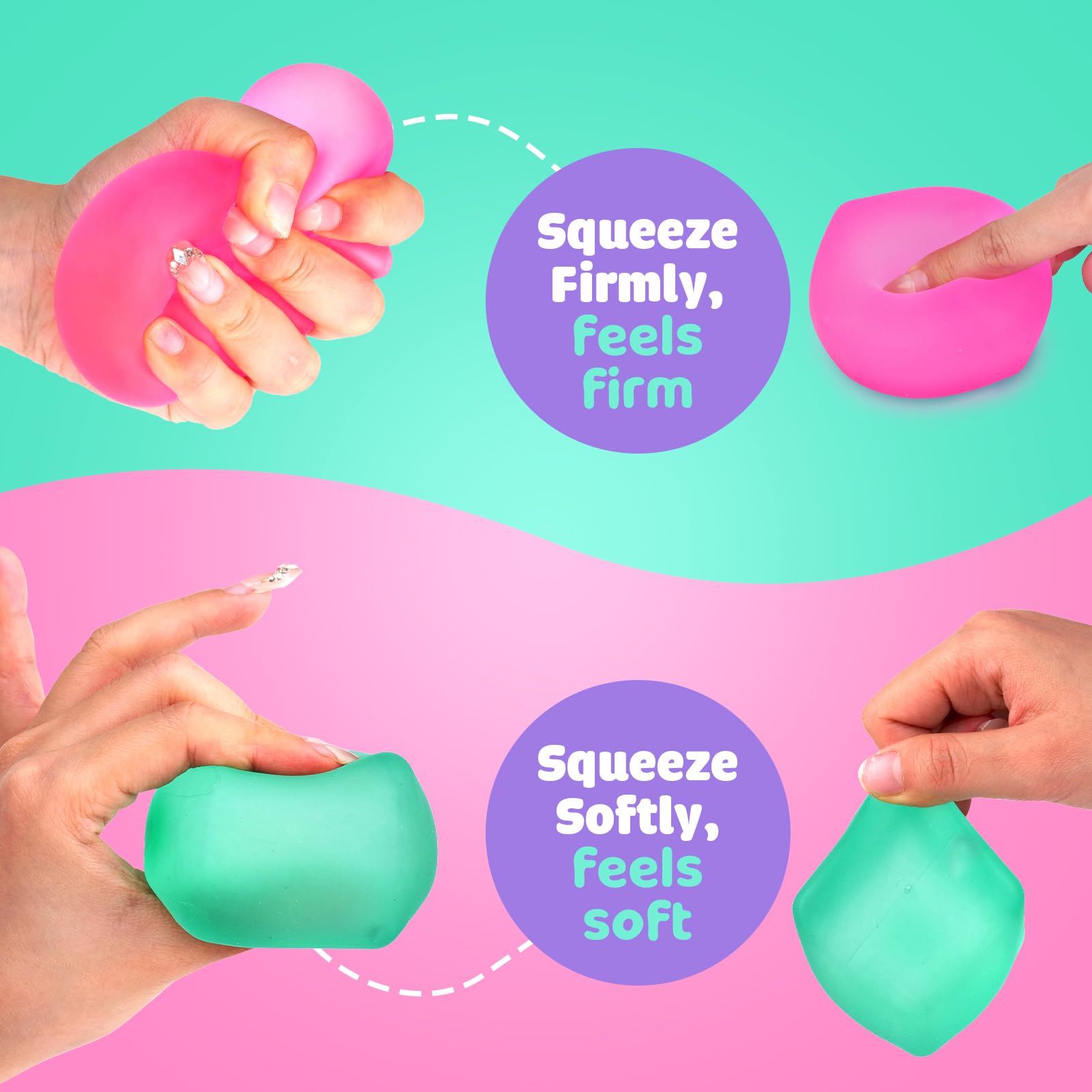 Fidget Toy Stress Cube 3 Pack - High Density Gel Filled 2.1" Cube, Squishy Fidget Toys for Relaxation, Calming Sensory Toys for Autism, Stress Balls for Kids Adults Children Teens