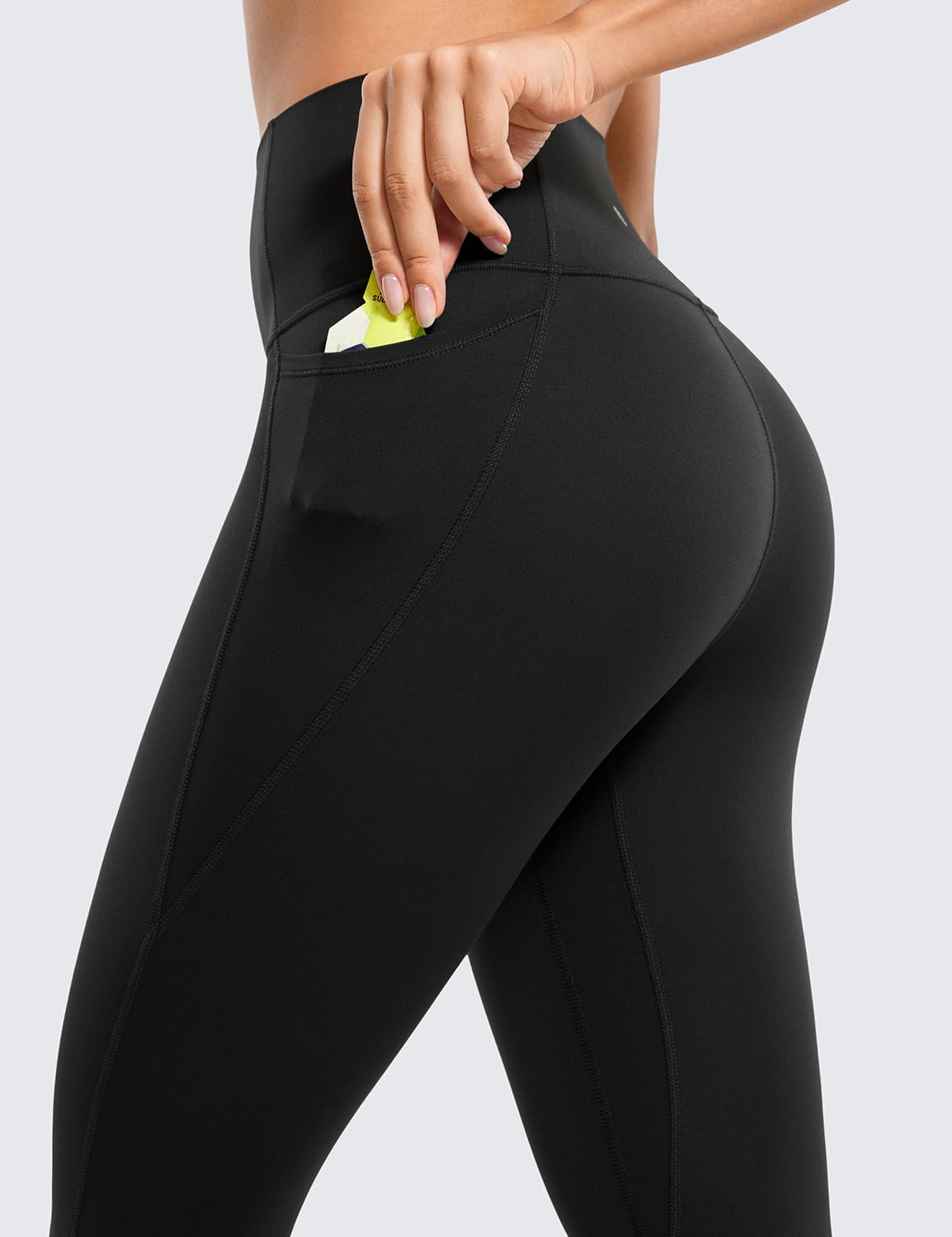 CRZ YOGA Womens Butterluxe Workout Leggings 25 Inches - High Waisted Gym Yoga Pants with Pockets Buttery Soft Black Small