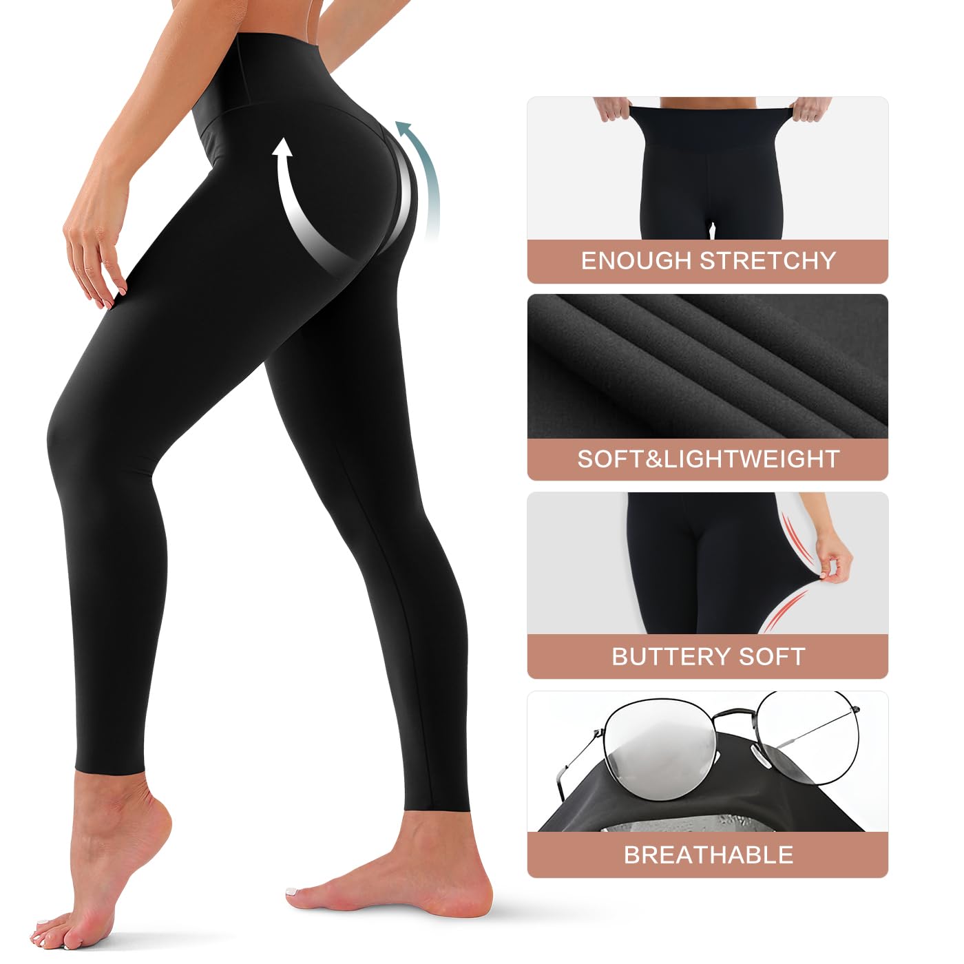 CHARMKING High Waisted Leggings for Women Soft Tummy Control Pants Non See Through Workout Yoga Pants for Running Reg & Plus Size(White, Small-Medium)