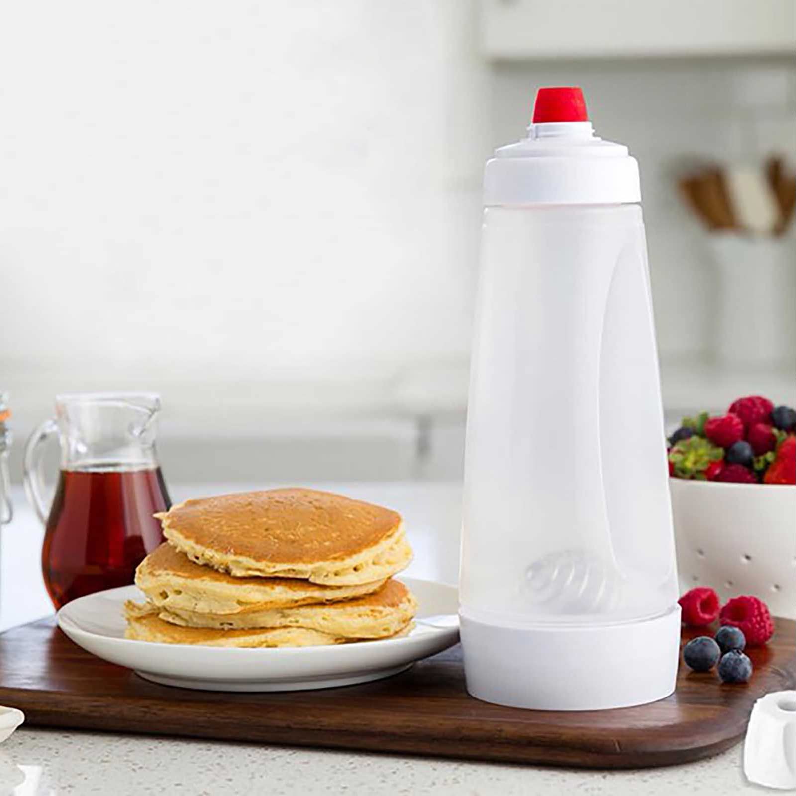 Pancake Batter Dispenser, Pancake Mix Dispenser with Whisk Ball and Stand Base, Pancake Batter Mixer with BlenderBall for Pancakes, Crepes, Waffle, Muffins, Qatayef, Cupcakes, and more