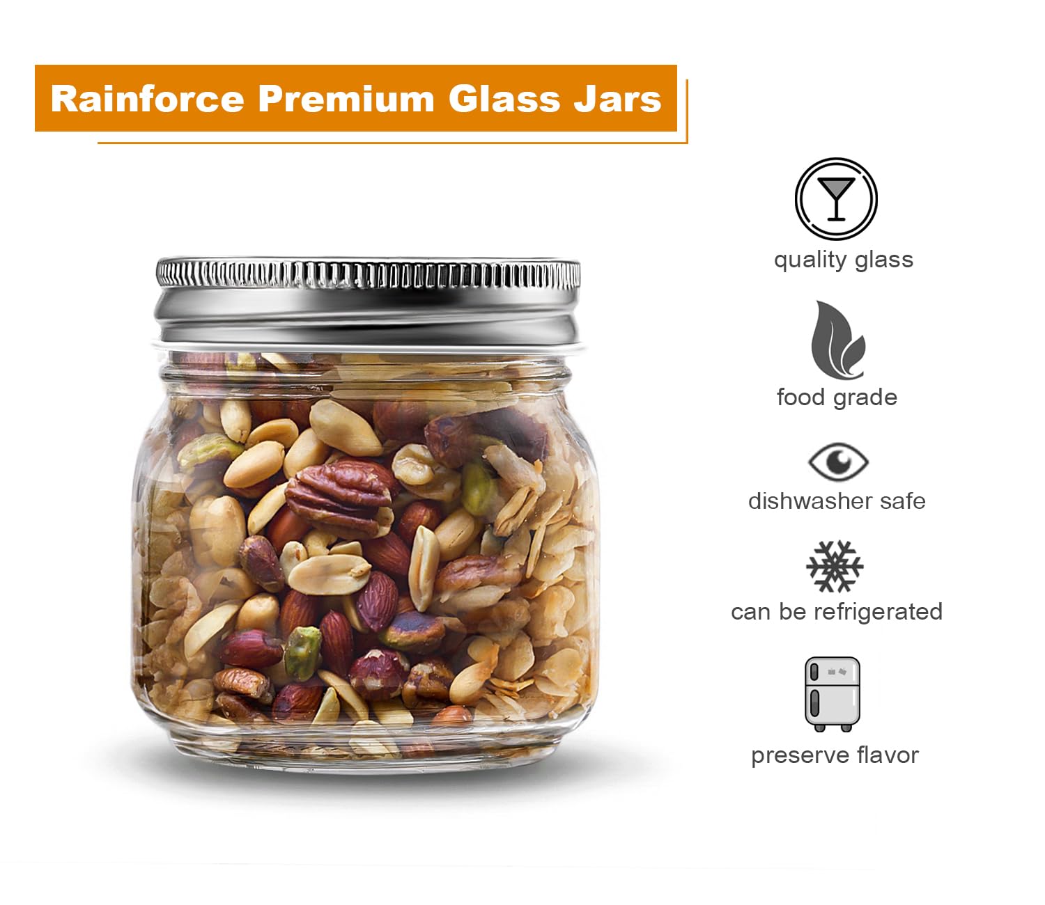 Mason Jars 8 oz 30 Pack- Small Mason Jars With Silver Lids -1/4 Quart Canning Jars| Storage Glass Jars With Lids For Jelly, Jam, Honey, Pickles - Spice Glass Jars - With 30 Chalkboard Labels