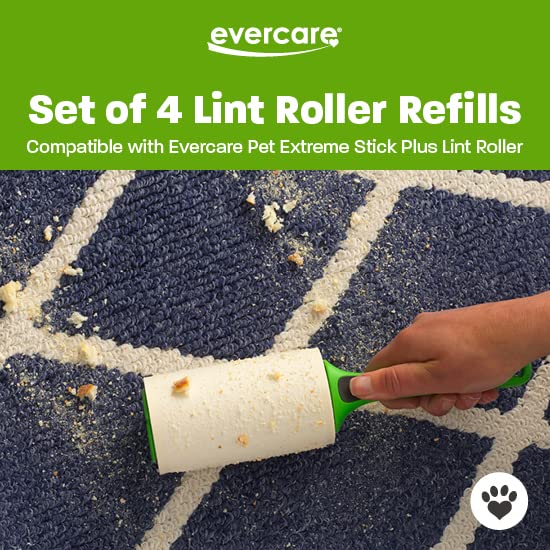 Evercare Pack of 4 Pet Extreme Stick Plus Lint Roller Refill Rolls