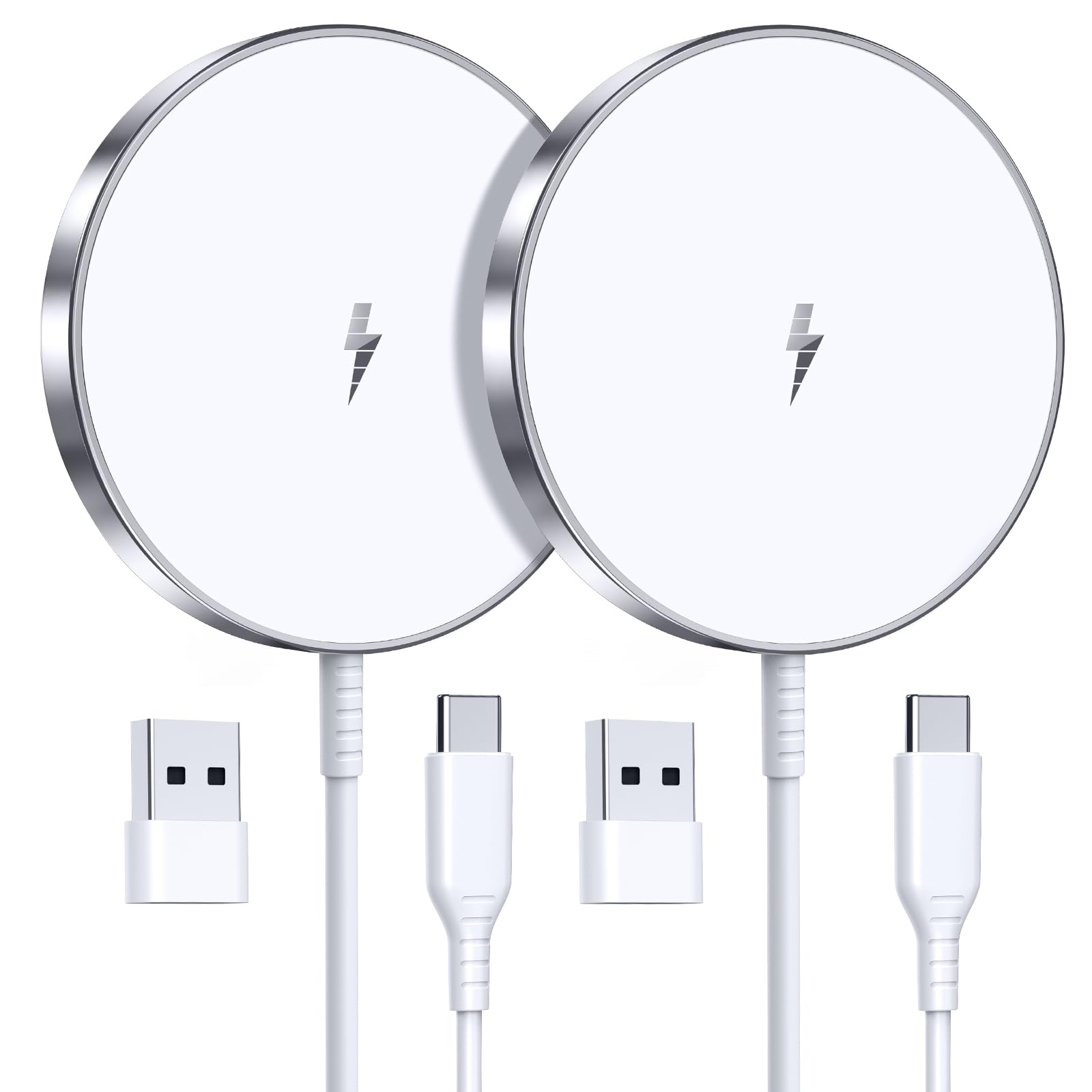 Magnetic Wireless Charger 15W Fast Mag Safe Charger for Cell Phone 16 Pro Max/16 Pro/16 Plus/16/15/14/13/12 Series 2 Pack Charging Pad for AirPods 3/2/Pro 2/Pro Mag-Safe Original Replacement